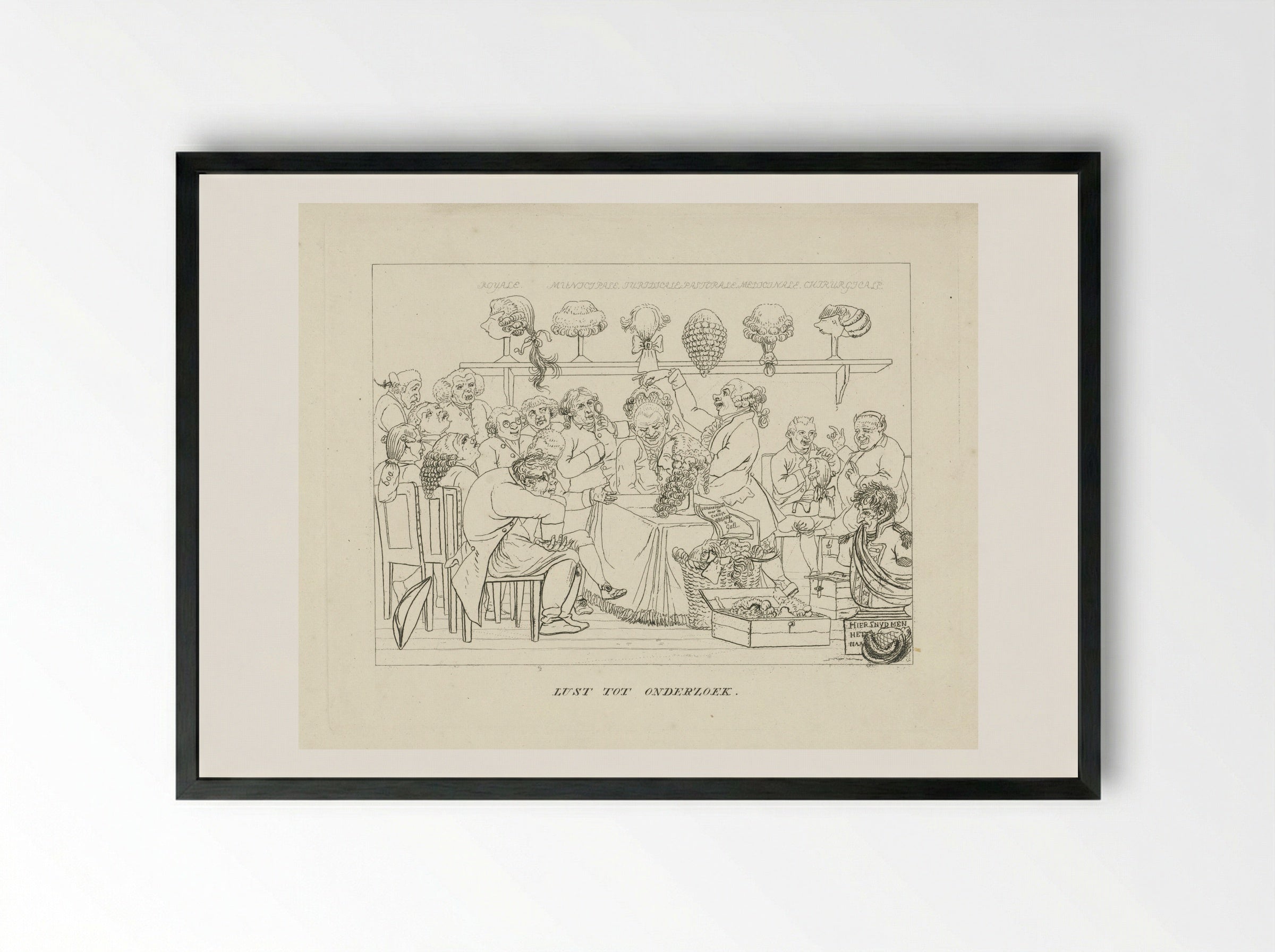 Passen van pruiken - Jacob Ernst Marcus - Framed Print Black
