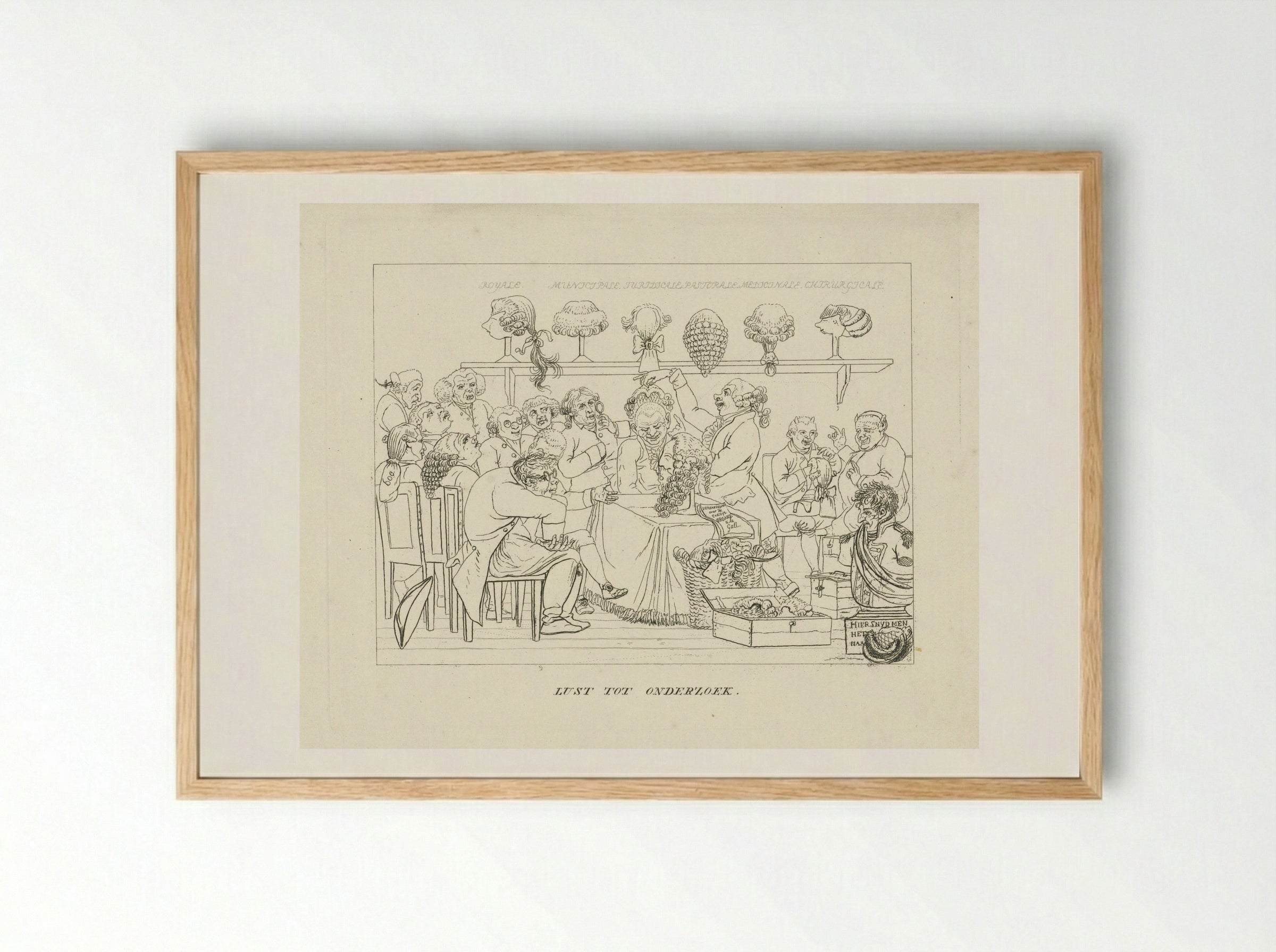 Passen van pruiken - Jacob Ernst Marcus - Framed Print Wood