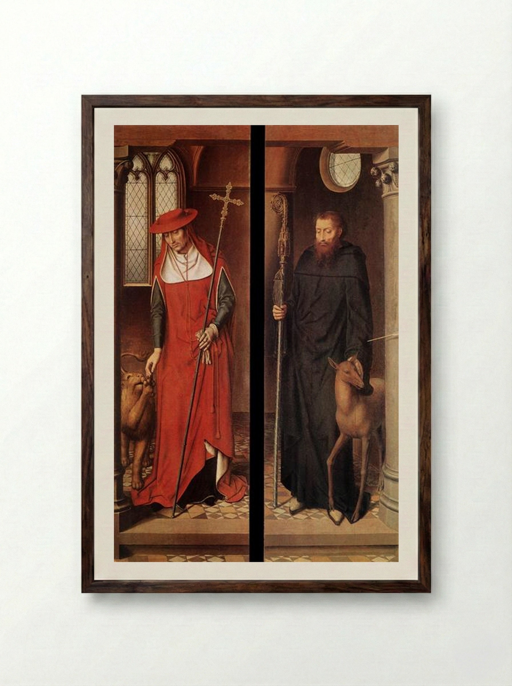 Passion (Greverade) Altarpiece (Closed Shutters) - Hans Memling - Framed Print Dark Wood
