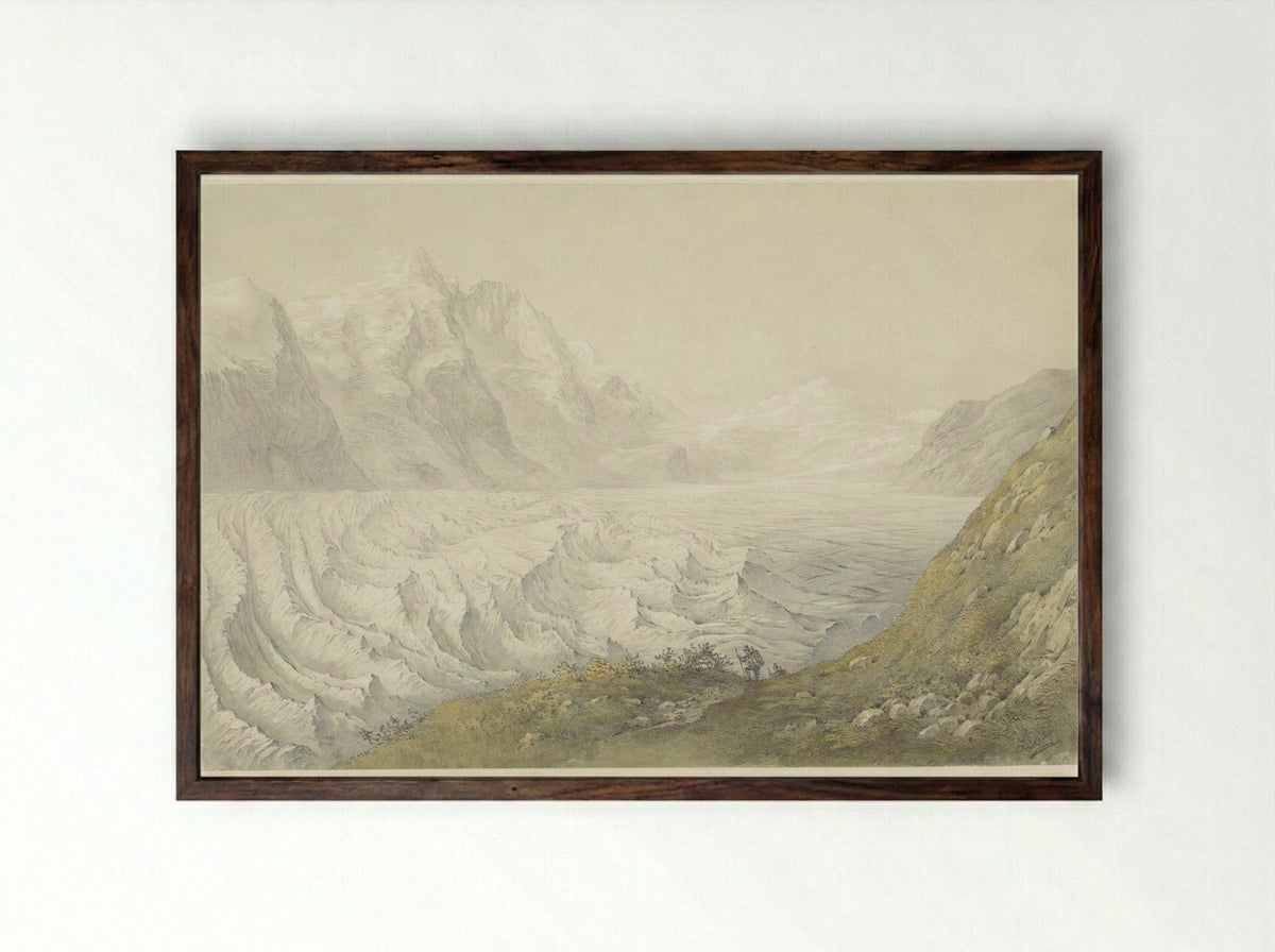 Pasterze Glacier near Heiligenblut - Karoly Lajos Libay - Framed Print Dark Wood