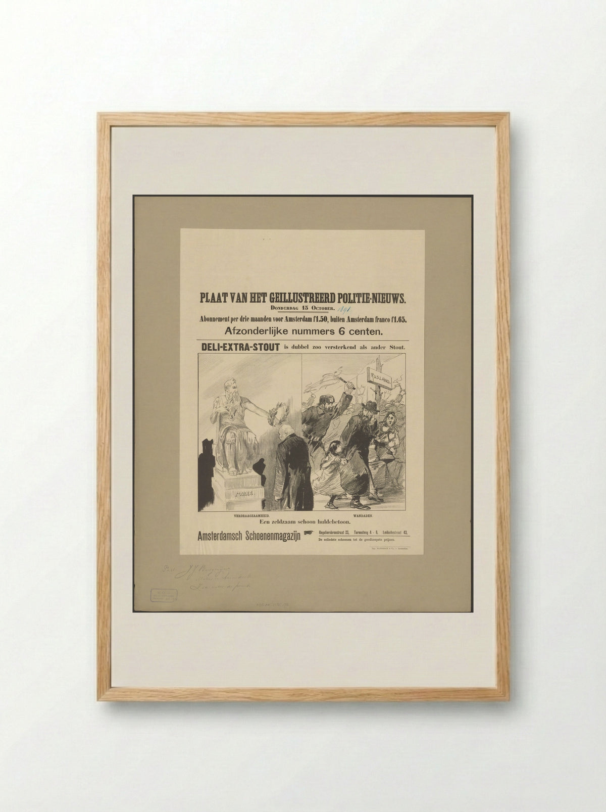 Pastoor Jacobus Joannes Burgmeijer ontvangt laurierkrans van Mozessculptuur; Russische joden op de vlucht - Anonymous - Framed Print Wood