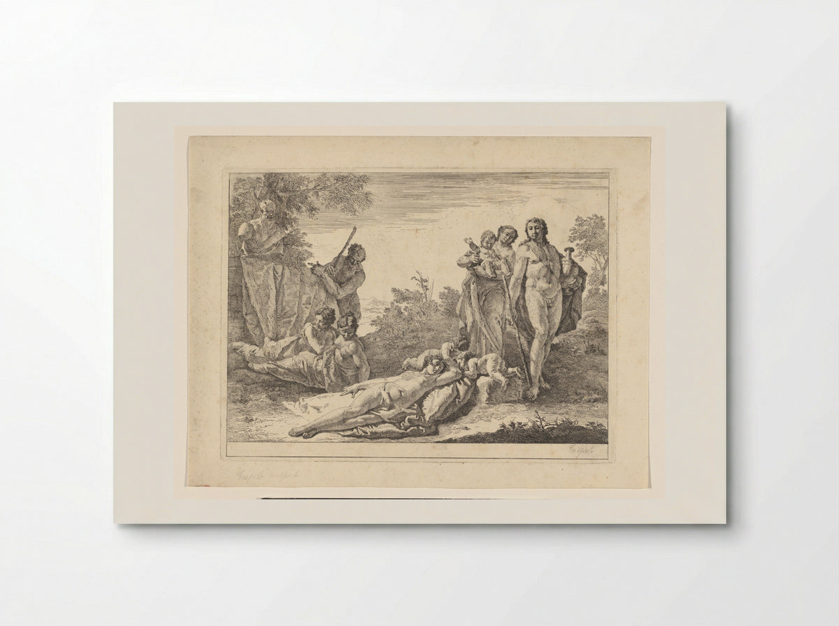 Pastorale scène bij een herme van Pan - Francesco Fontebasso - Poster