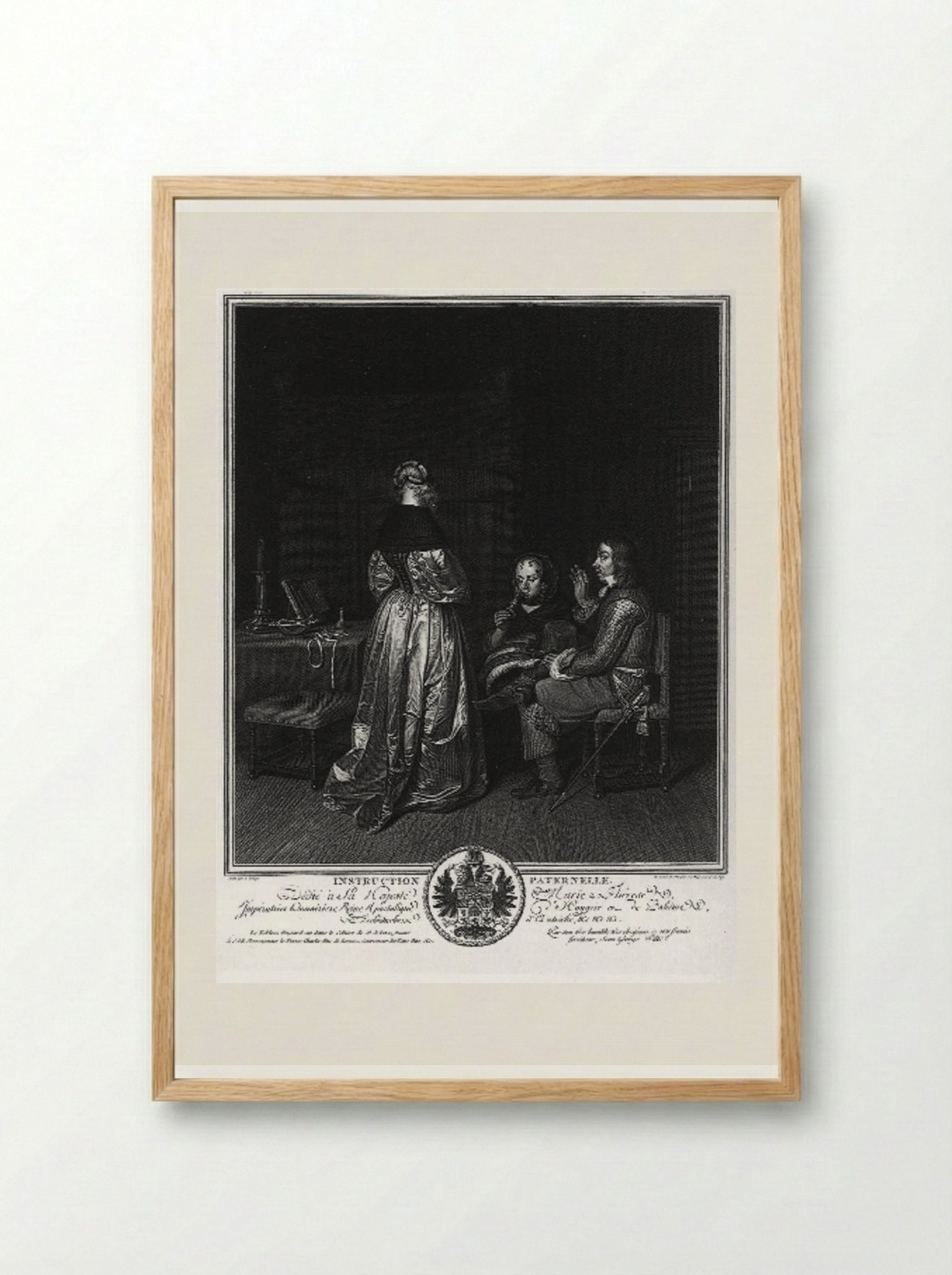 Paternal Instruction - Johann Georg Wille - Framed Print Wood