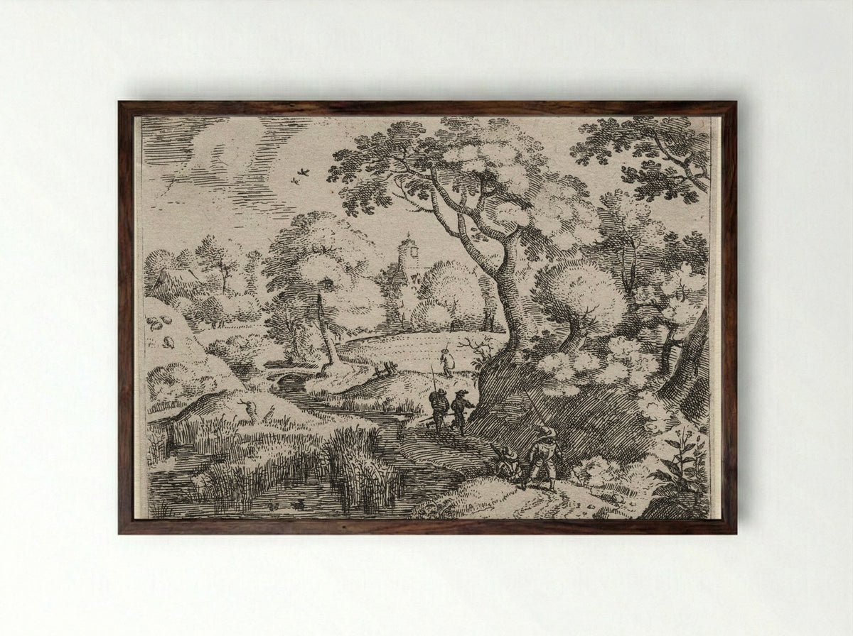 Path Between Swamp and Wooded Bank - Jacob Savery I - Framed Print Dark Wood