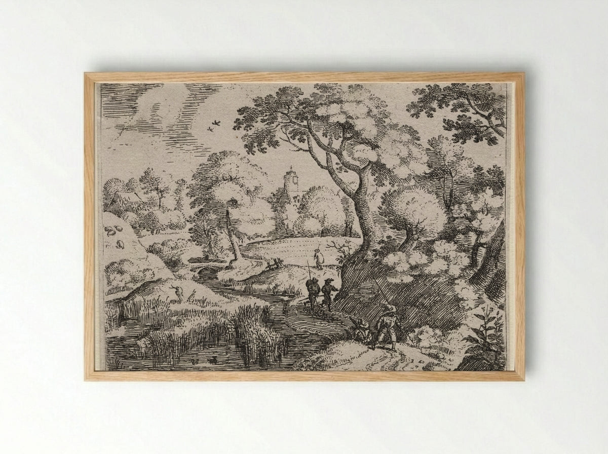 Path Between Swamp and Wooded Bank - Jacob Savery I - Framed Print Wood