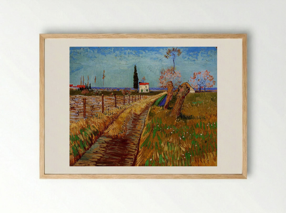 Path Through a Field with Willows - Vincent van Gogh - Framed Print Wood