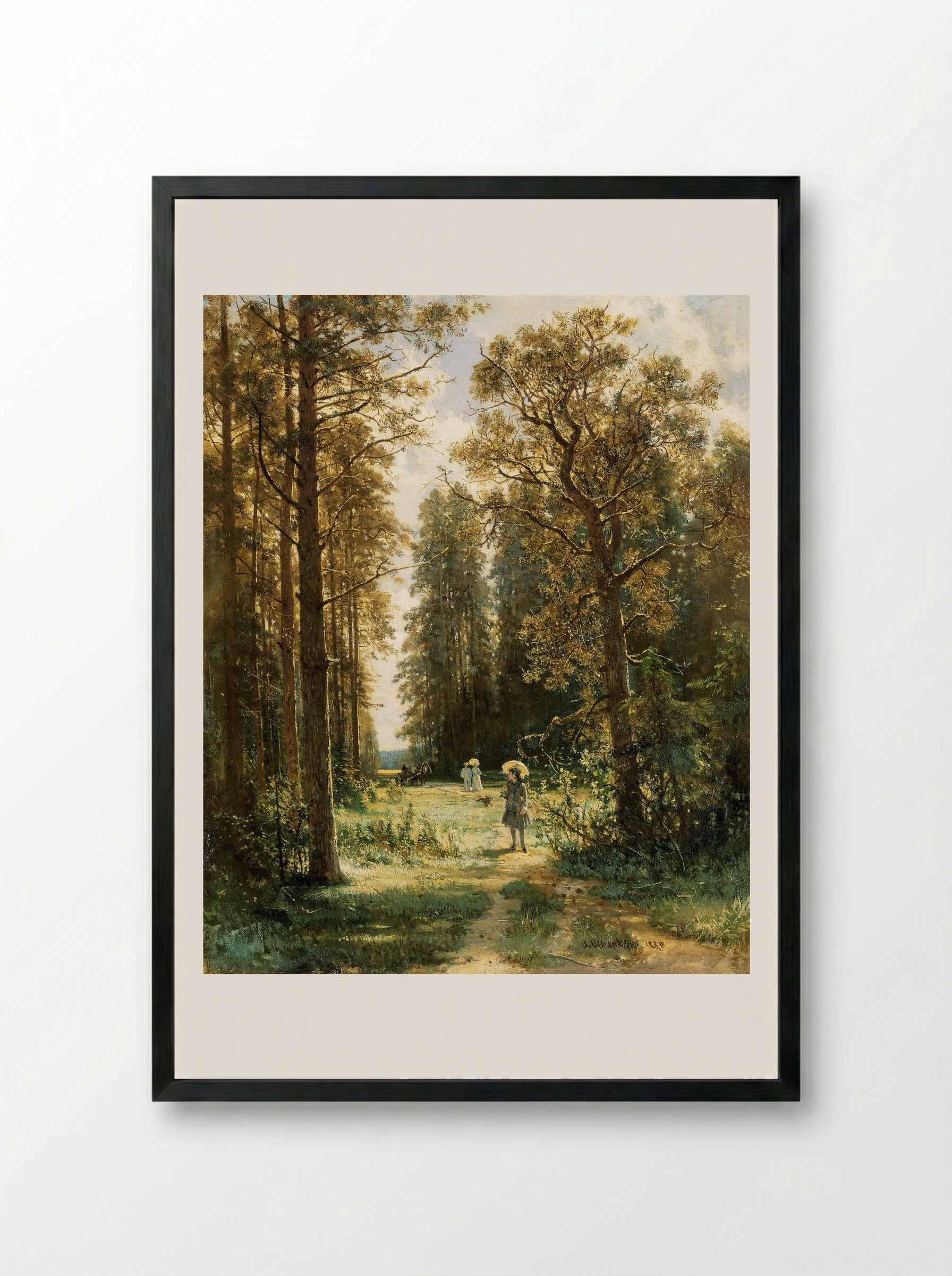Path in the Forest - Ivan Shishkin - Framed Print Black