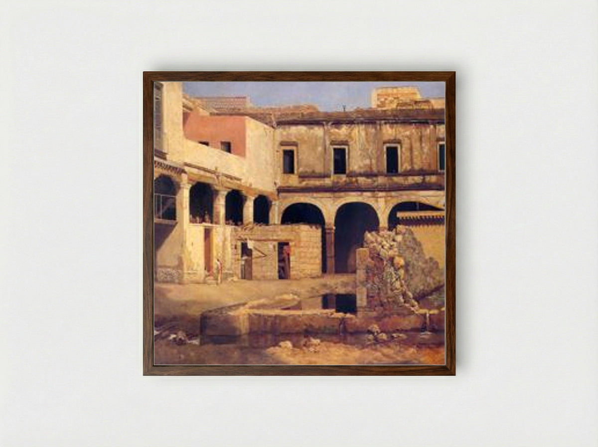 Patio del Exconvento de San Agustín - José María Velasco Gómez - Framed Print Dark Wood