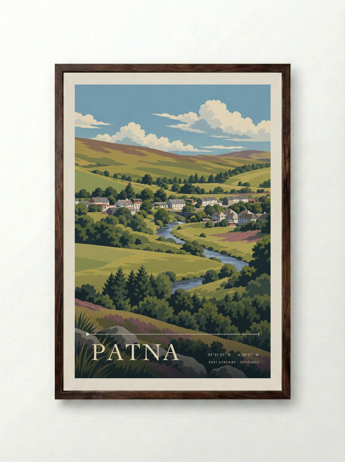 Patna, East Ayrshire | Travel Poster - Framed Print Dark Wood