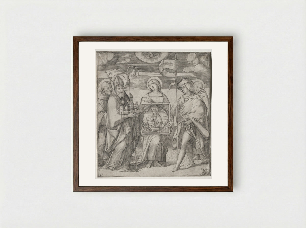 Patron Saints of Bologna - Giacomo Francia - Framed Print Dark Wood