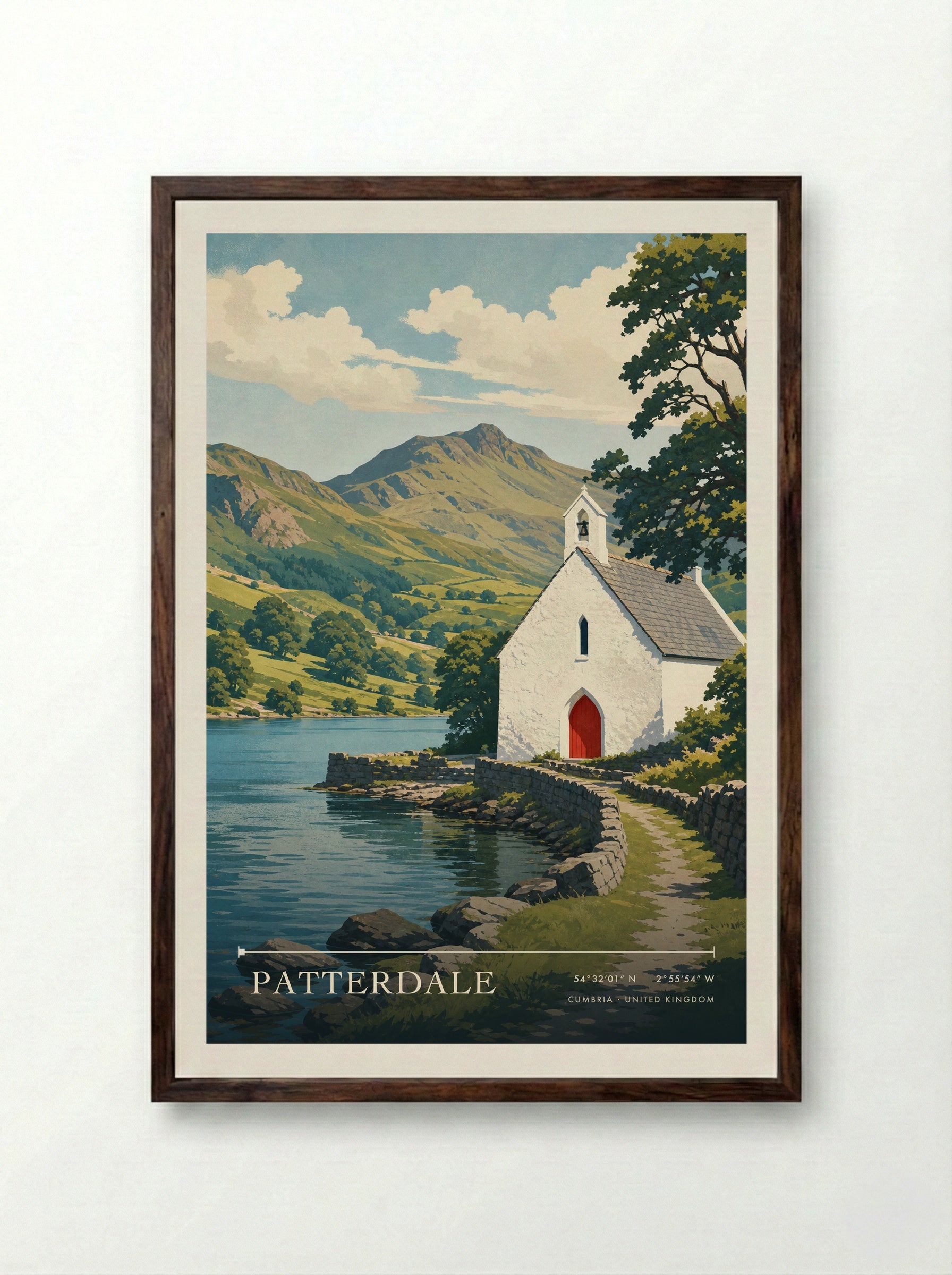Patterdale Cumbria United Kingdom Travel Poster - Framed Print Dark Wood