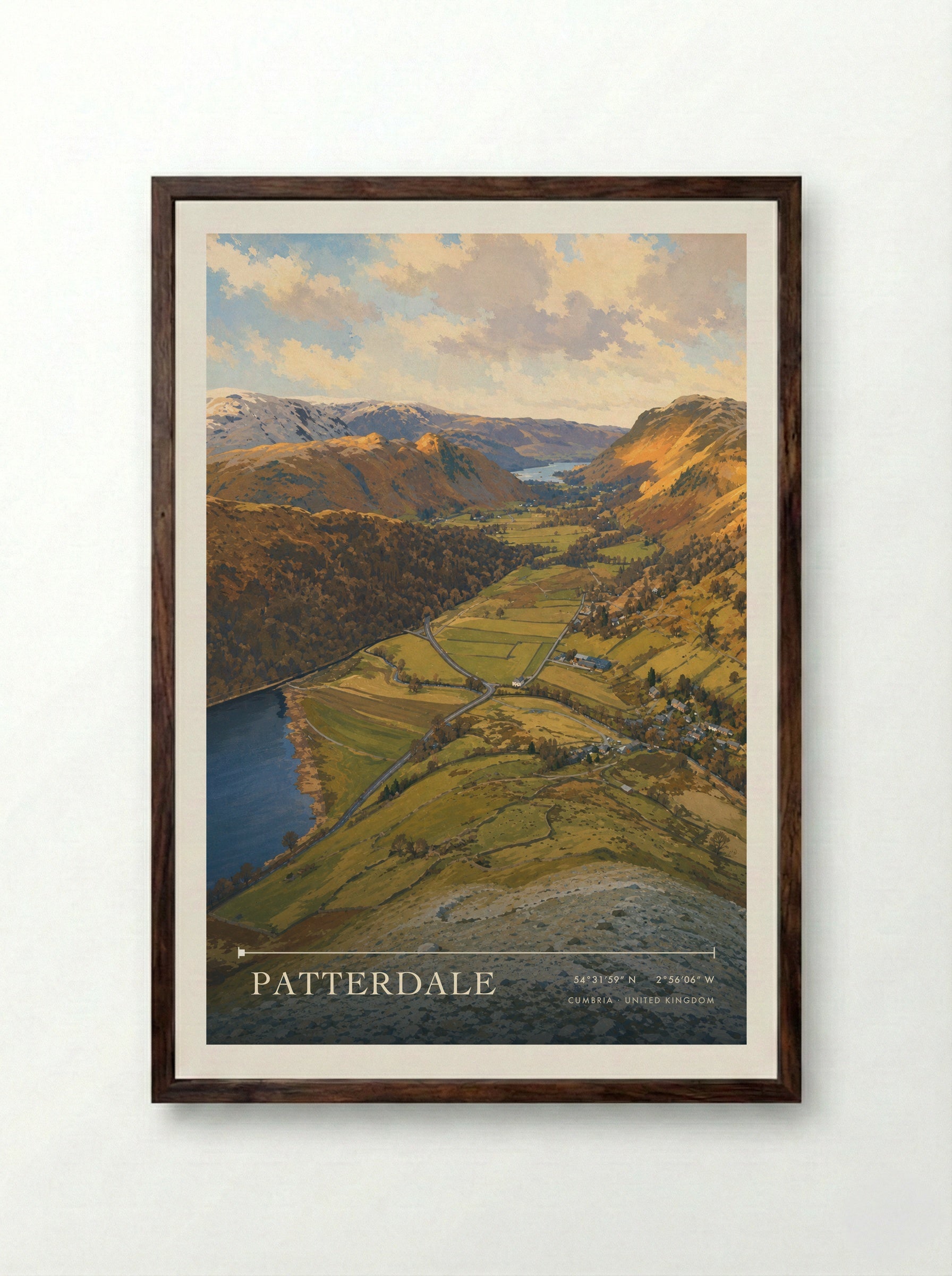 Patterdale Cumbria United Kingdom Travel Poster - Framed Print Dark Wood