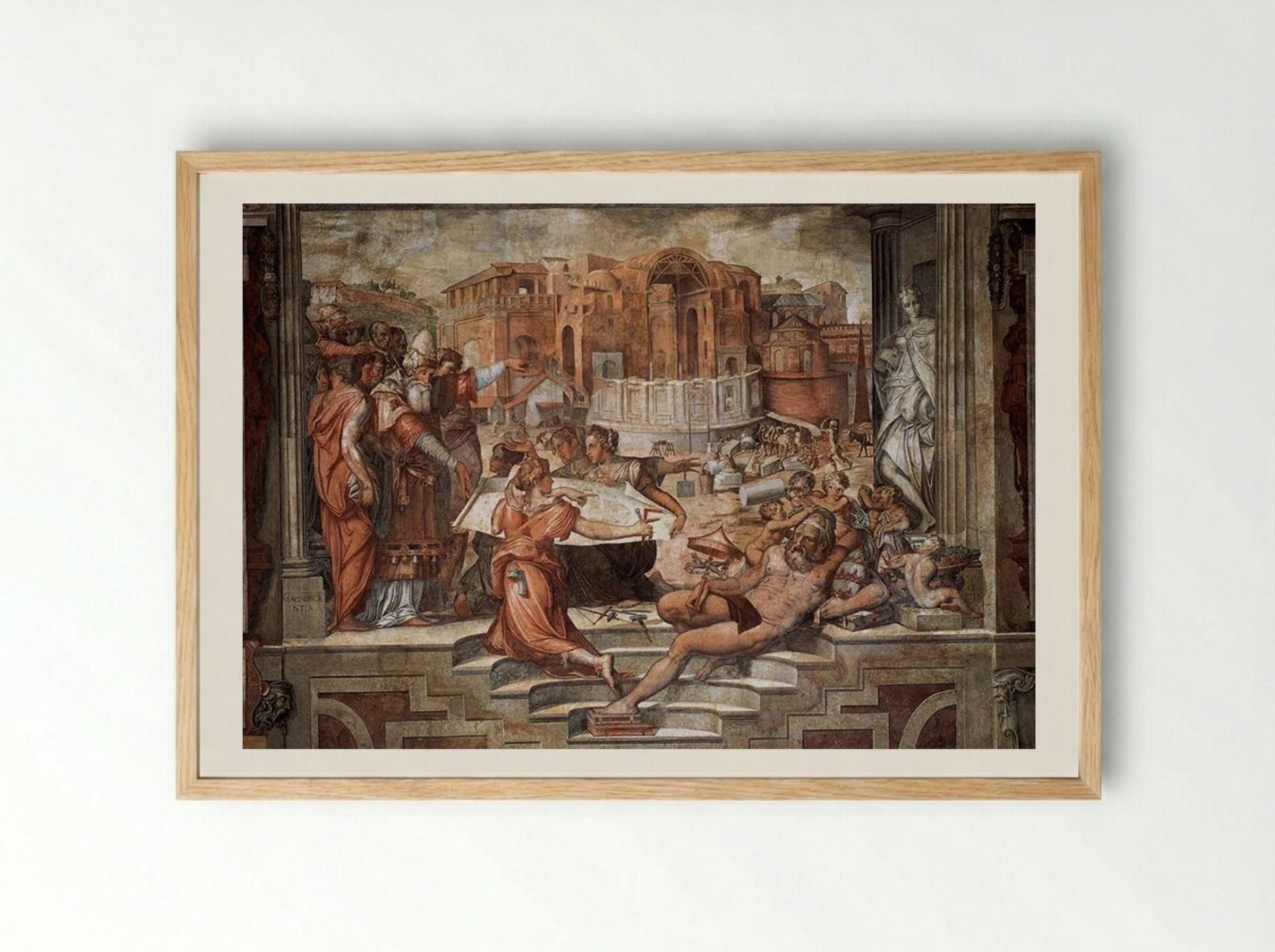 Paul III Farnese Directing the Continuance of St Peter's - Giorgio Vasari - Framed Print Wood