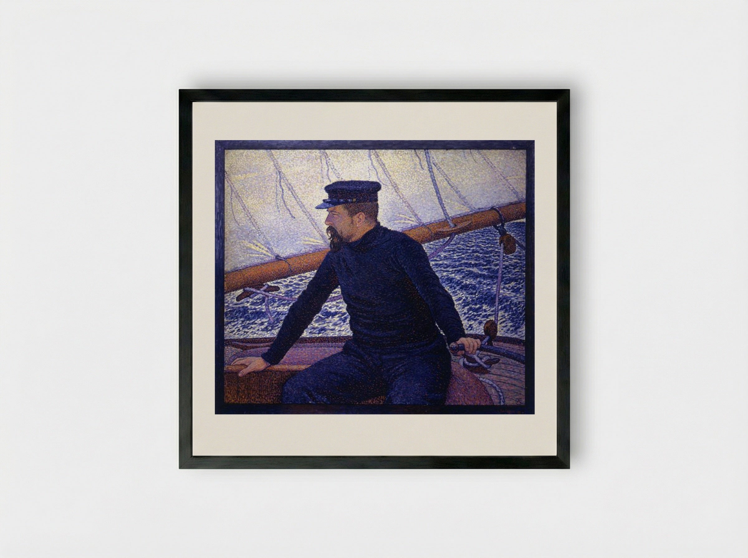 Paul Signac at the Helm of Olympia - Théo van Rysselberghe - Framed Print Black