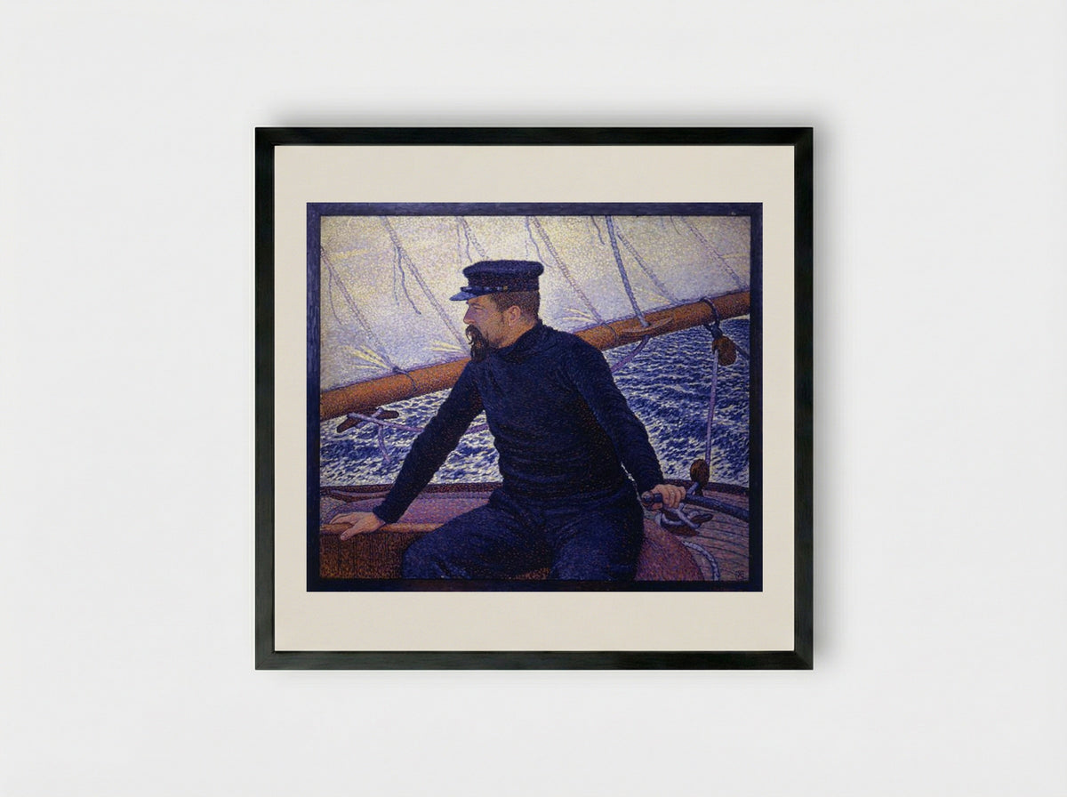 Paul Signac at the Helm of Olympia - Théo van Rysselberghe - Framed Print Black