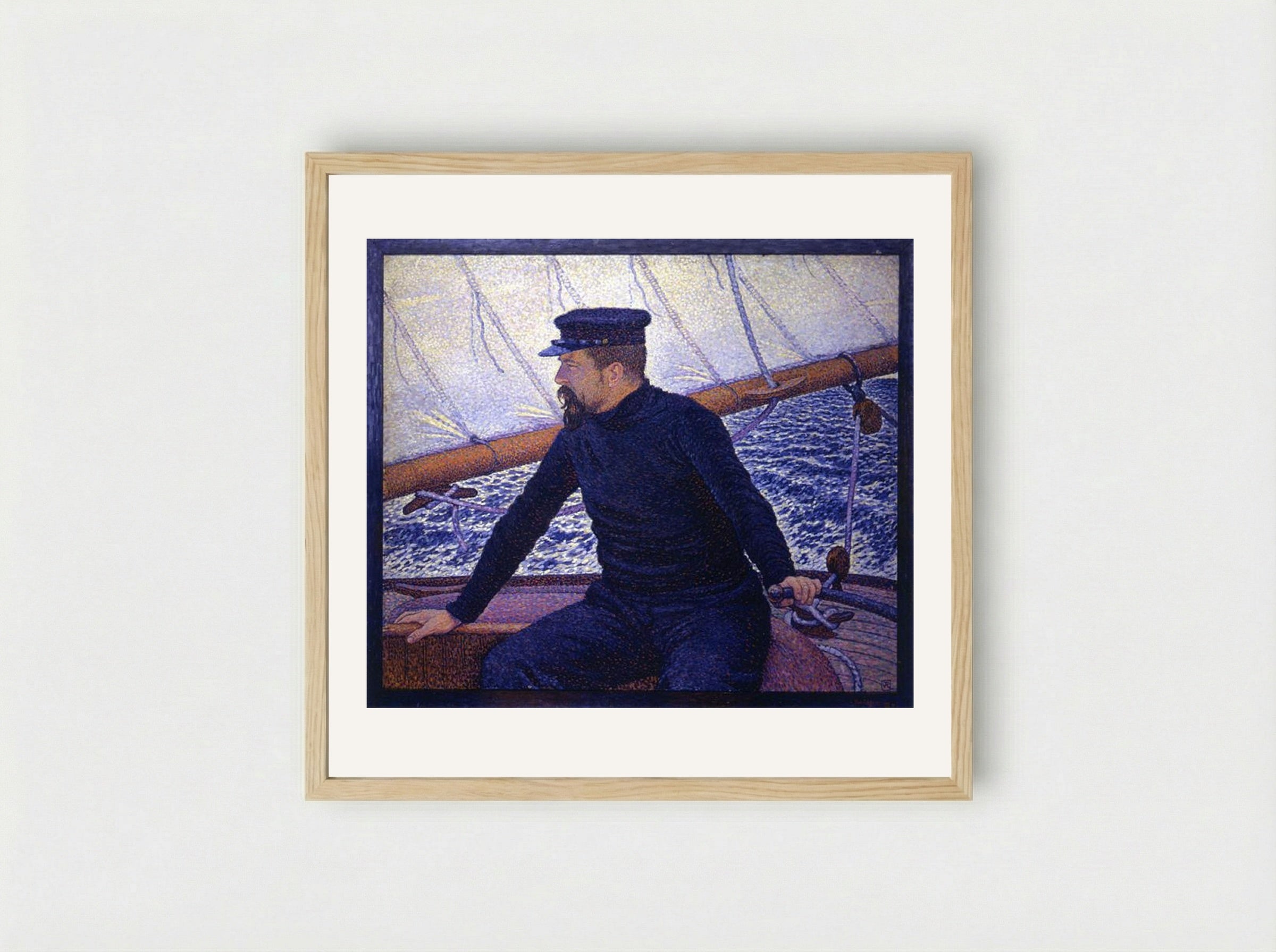 Paul Signac at the Helm of Olympia - Théo van Rysselberghe - Framed Print Wood