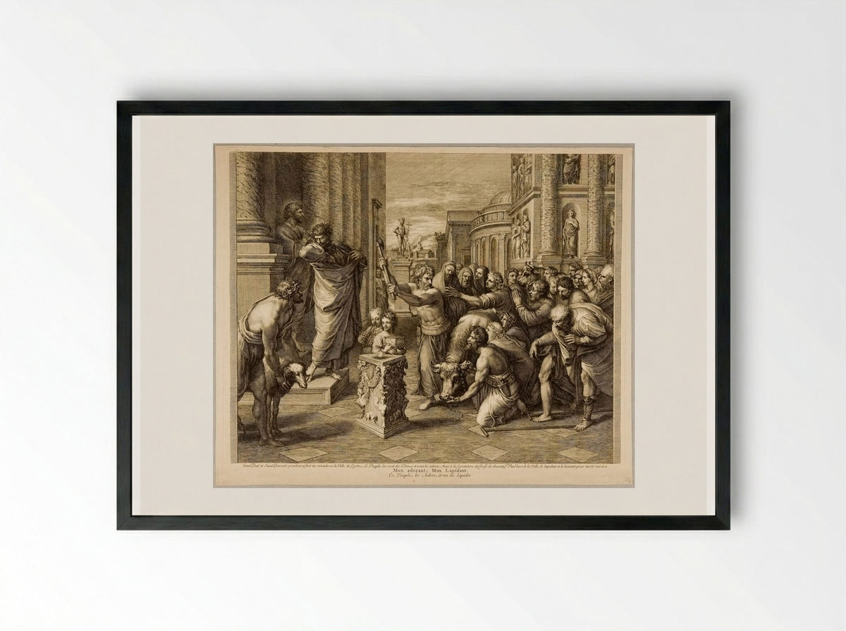 Paul and Barnabas at Lystra - Gérard Audran - Framed Print Black