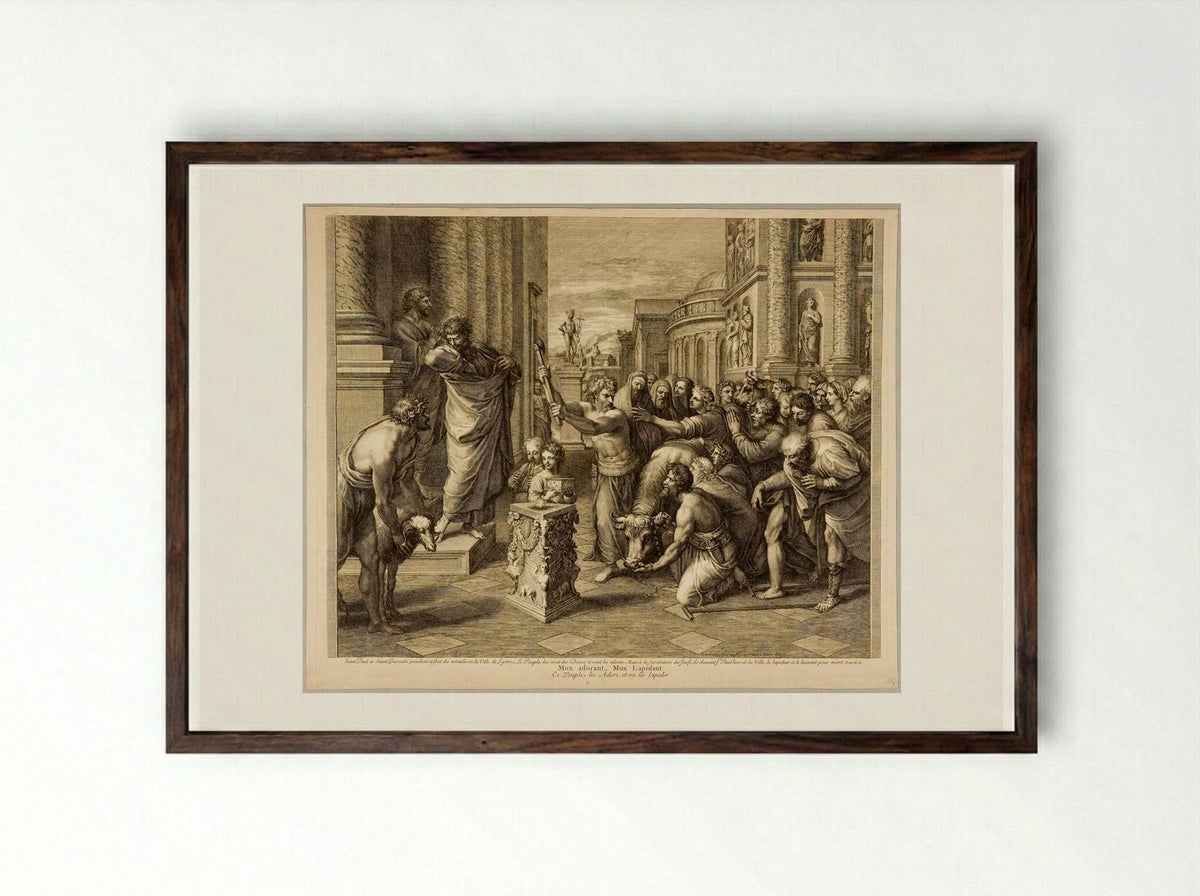 Paul and Barnabas at Lystra - Gérard Audran - Framed Print Dark Wood