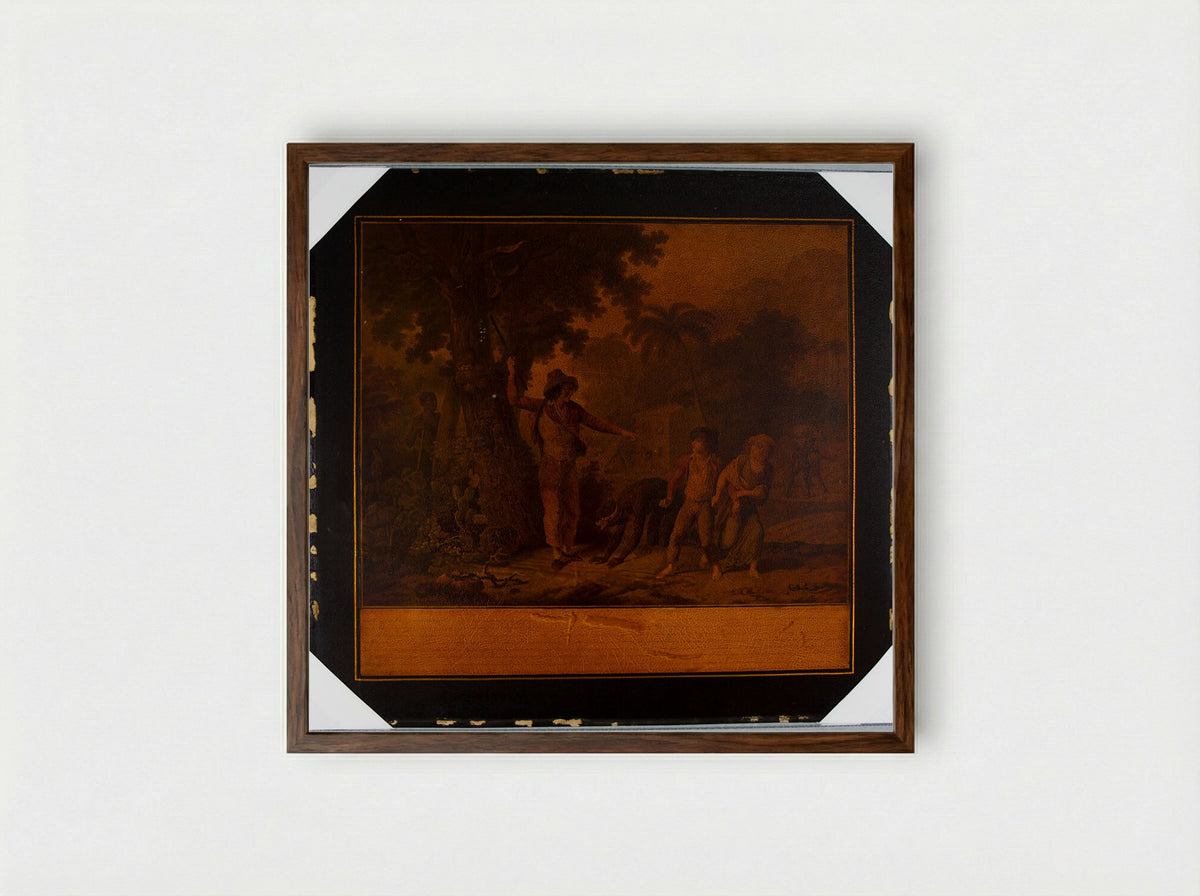 Paul and Virginie Beg the Owner of the Fugitive Slave for Mercy - Charles-Melchior Descourtis - Framed Print Dark Wood