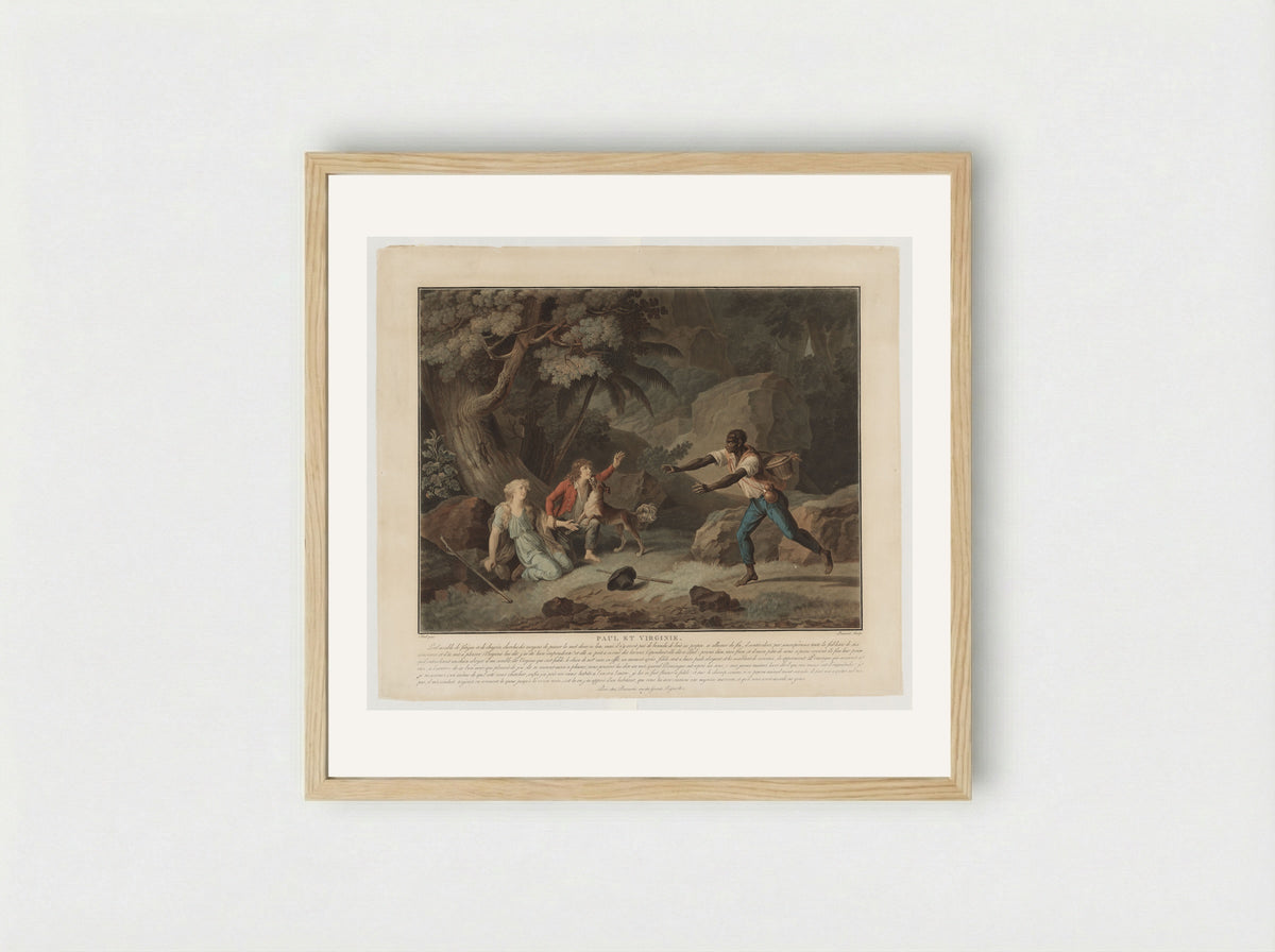 Paul et Virginie - Charles-Melchior Descourtis - Framed Print Wood
