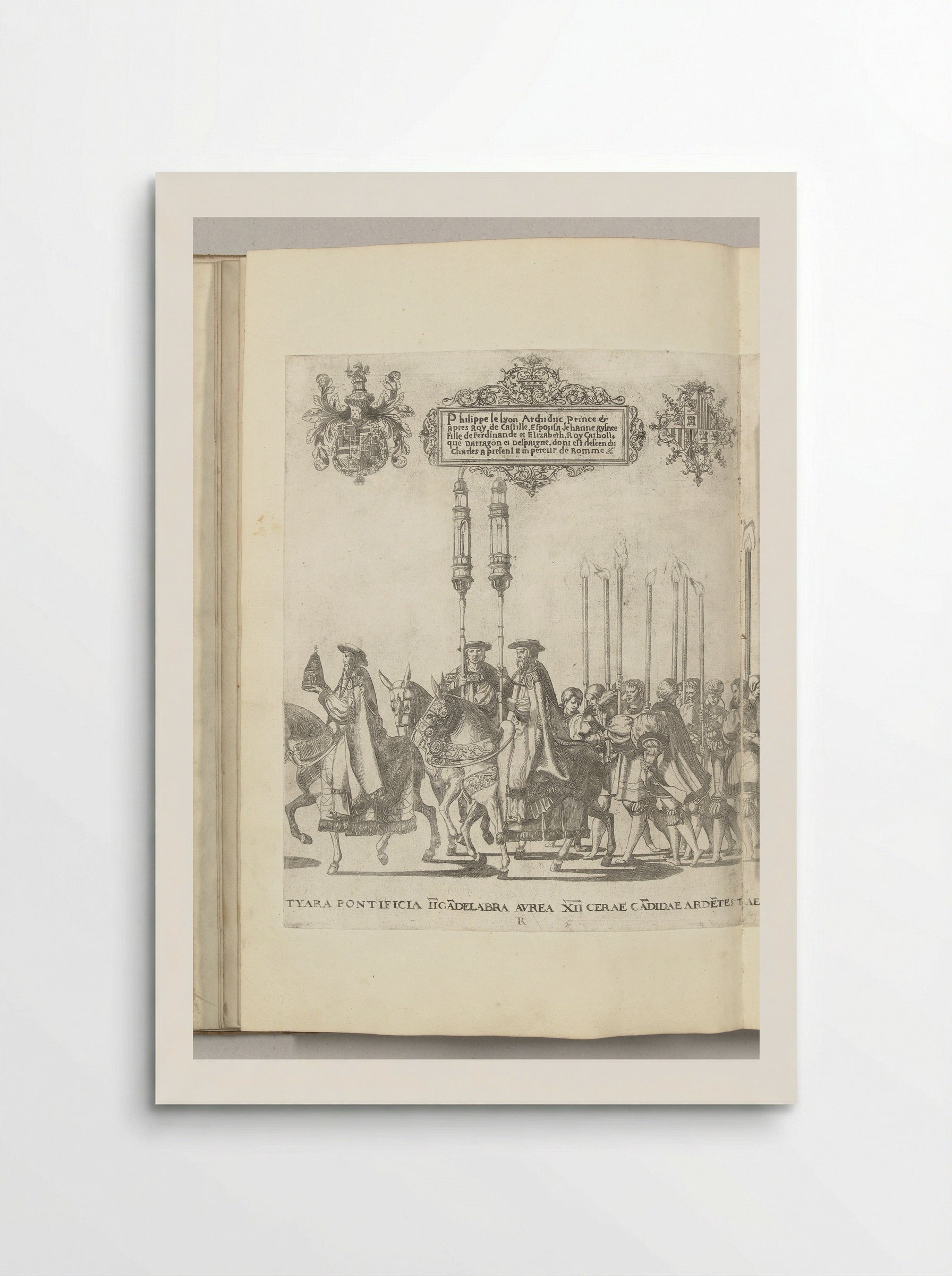 Pauselijke tiara en kandelaren, plaat R - Nicolaas Hogenberg - Poster