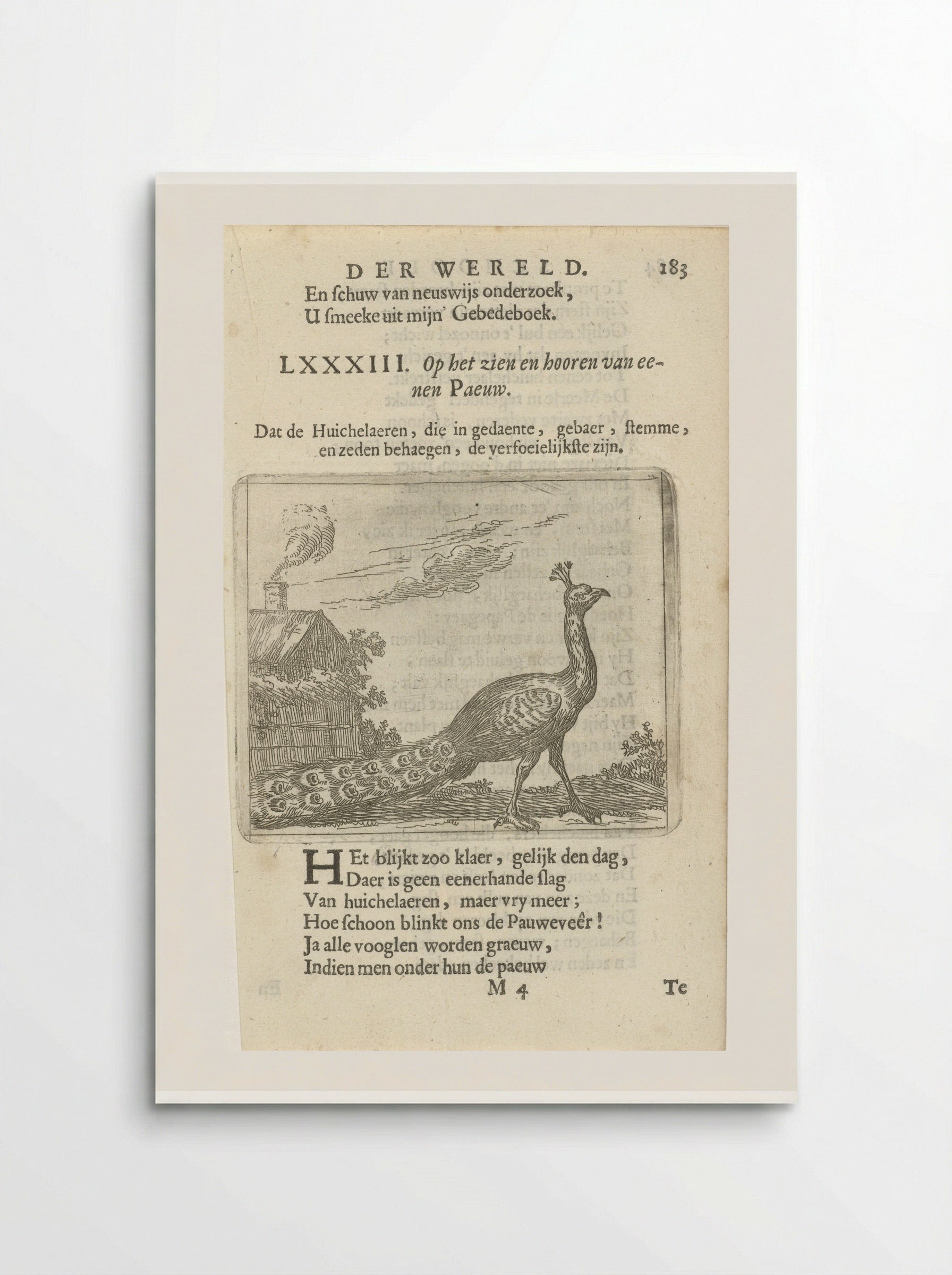 Pauw bij een huis (Peacock by a House) - Arnold Houbraken - Poster