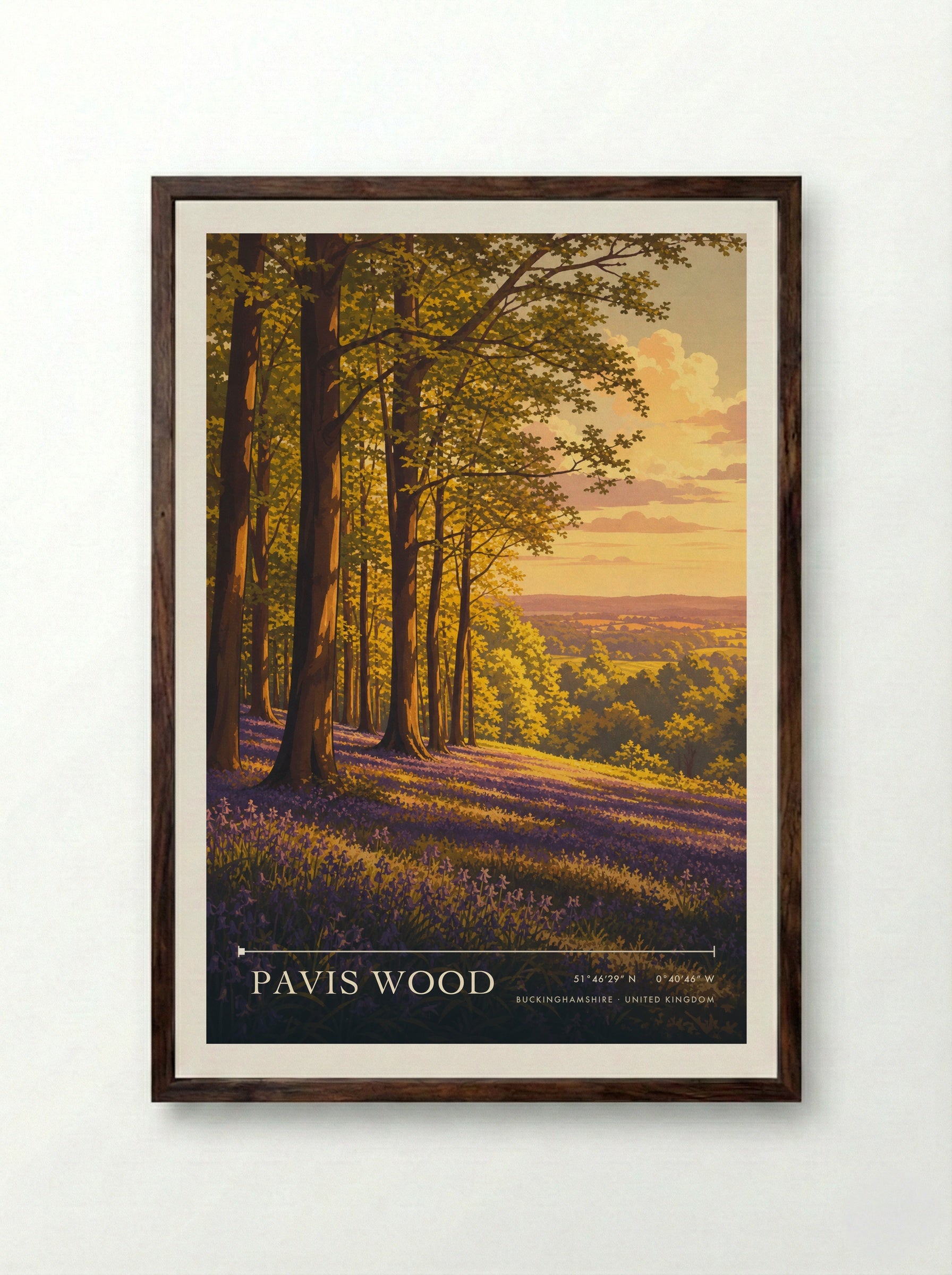 Pavis Wood Buckinghamshire United Kingdom Travel Poster - Framed Print Dark Wood