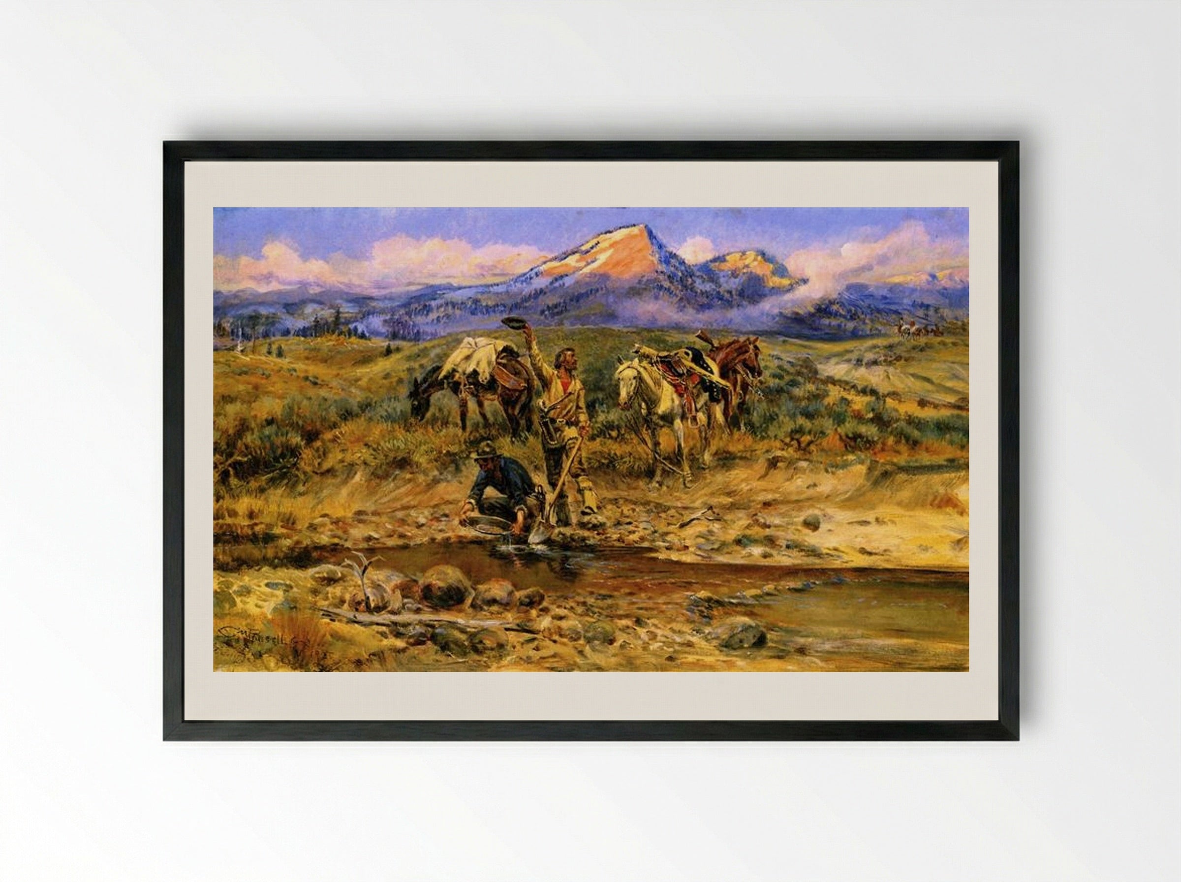 Pay Dirt - Charles M. Russell - Framed Print Black