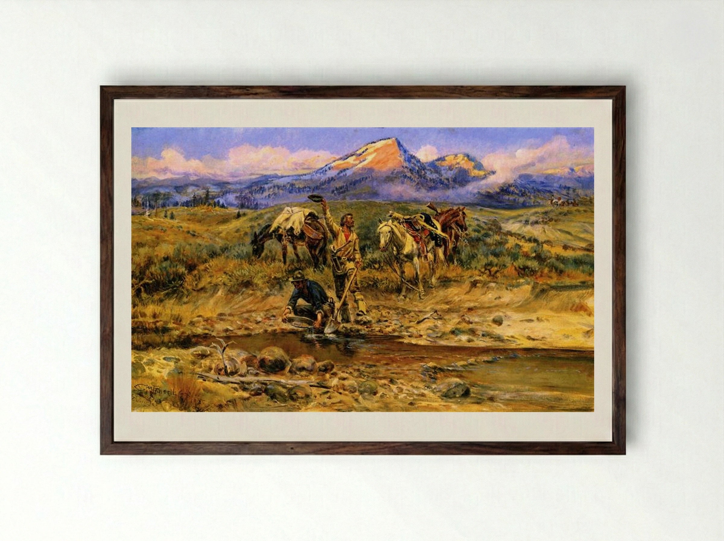 Pay Dirt - Charles M. Russell - Framed Print Dark Wood