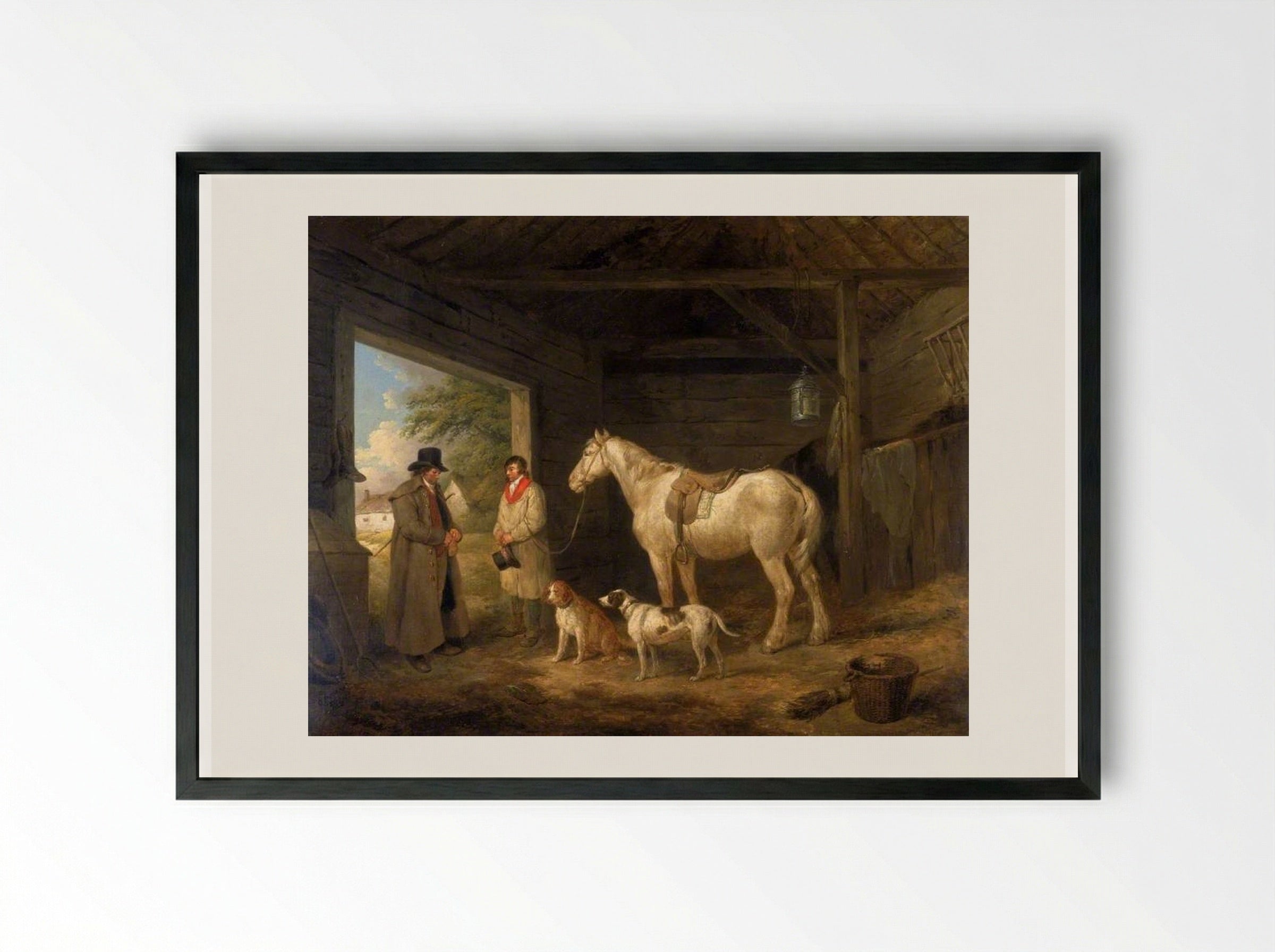 Paying the Ostler - George Morland - Framed Print Black