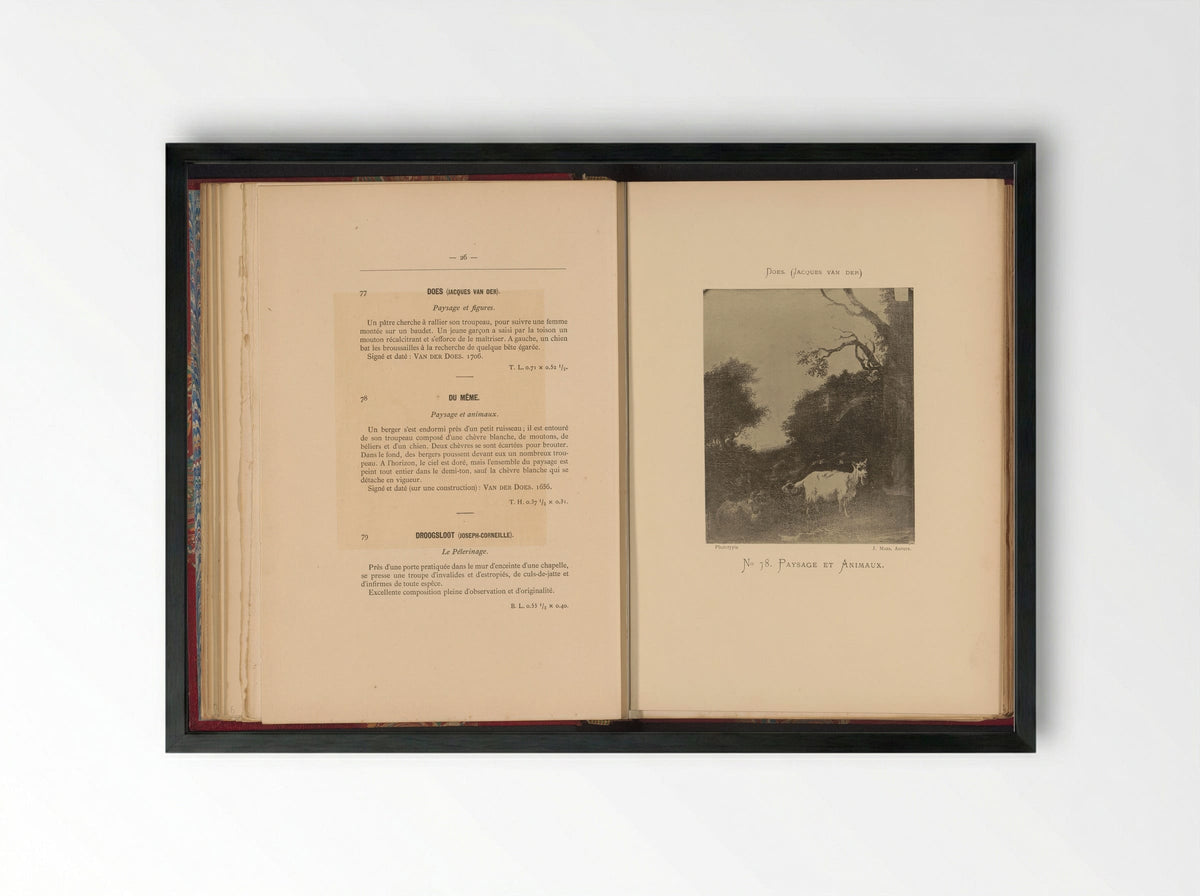 Paysage et animaux - Jacob van der Does (I) - Framed Print Black
