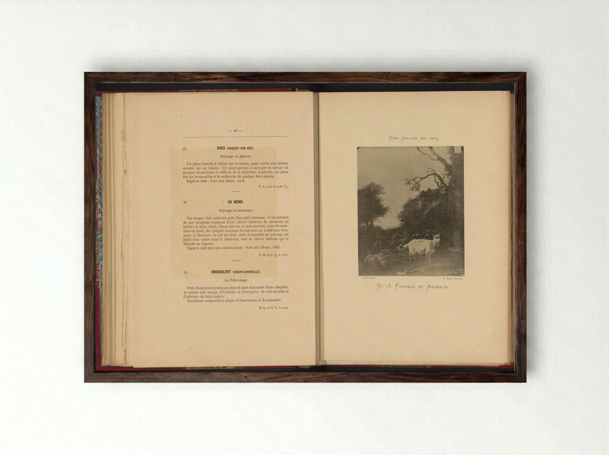 Paysage et animaux - Jacob van der Does (I) - Framed Print Dark Wood
