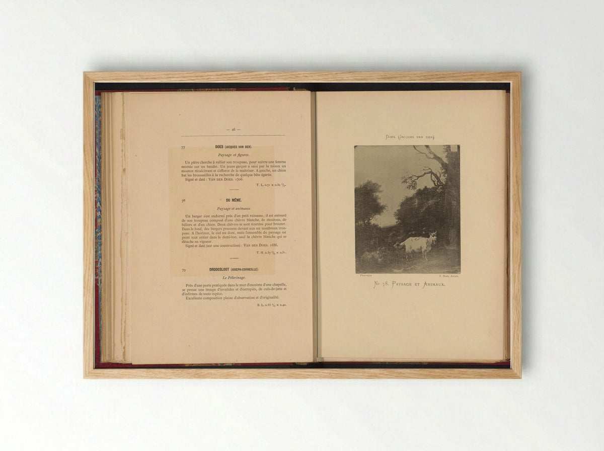 Paysage et animaux - Jacob van der Does (I) - Framed Print Wood