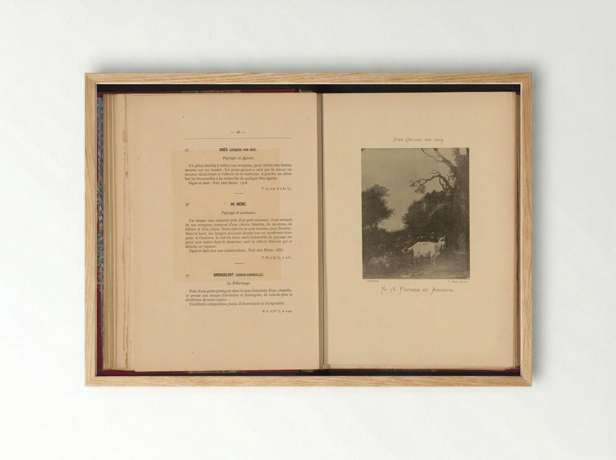 Paysage et animaux - Jacob van der Does (I) - Framed Print Wood