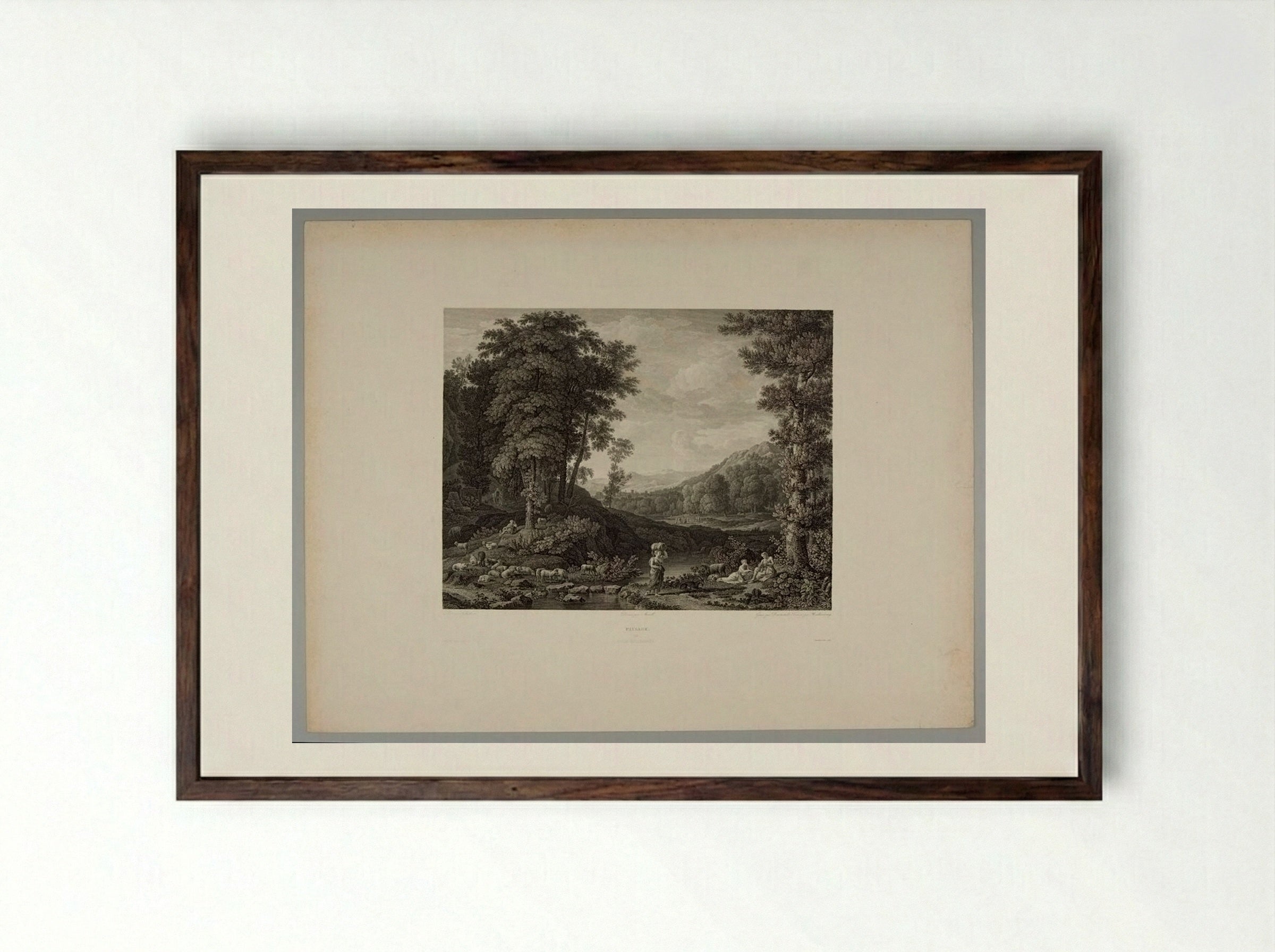 Paysage - Christian Haldenwang - Framed Print Dark Wood