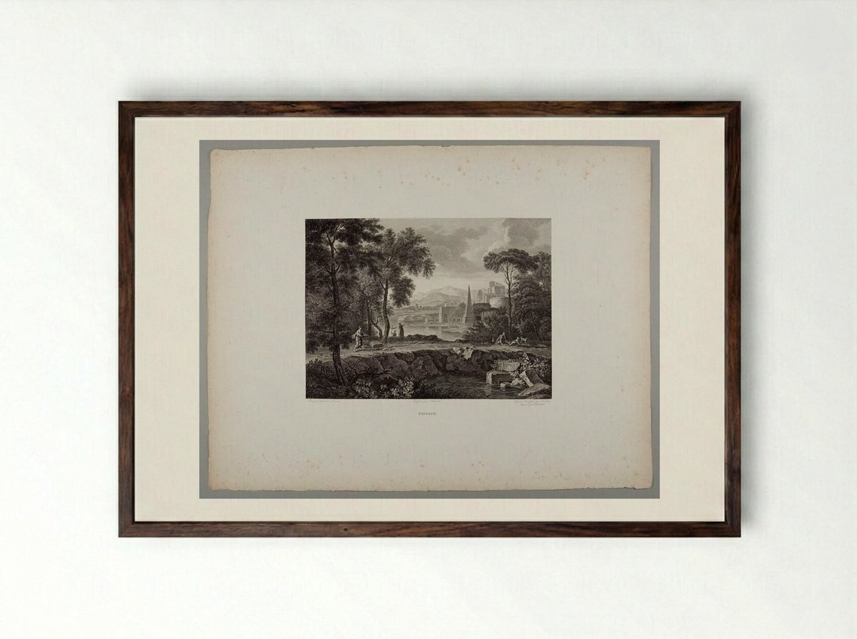 Paysage - Claude François Fortier - Framed Print Dark Wood