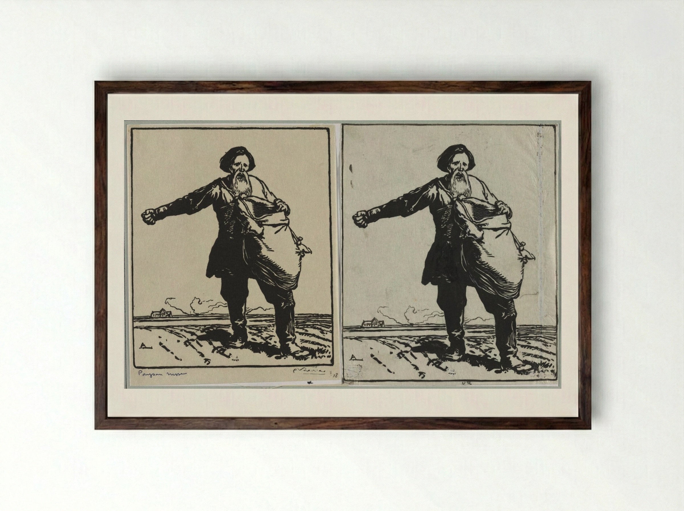 Paysan russe - Auguste Louis Lepère - Framed Print Dark Wood