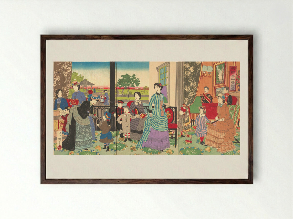 Peaceful Pleasures of the Highest Nobility - Inoue Yasuji - Framed Print Dark Wood