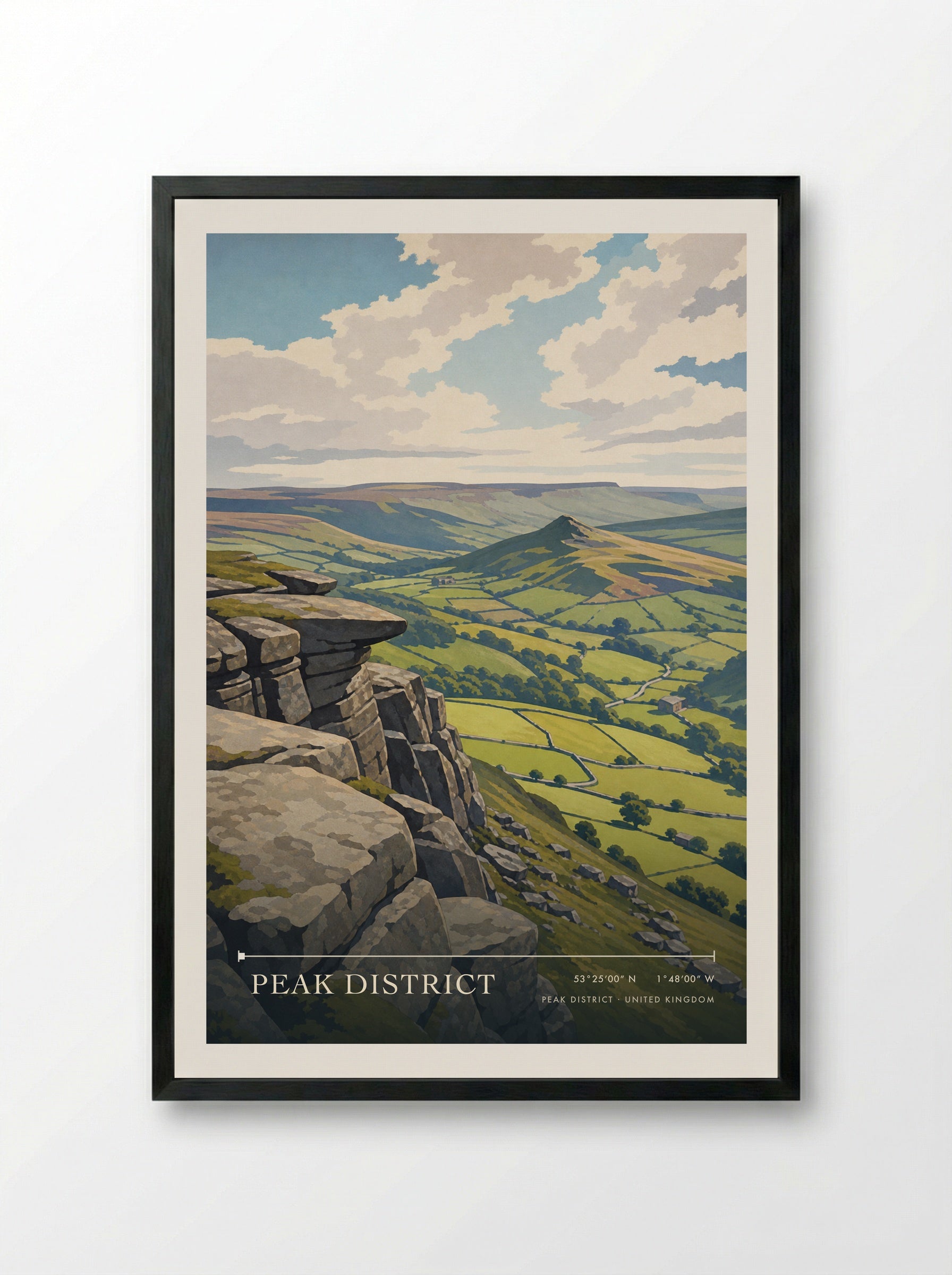Peak District United Kingdom Travel Poster - Framed Print Black