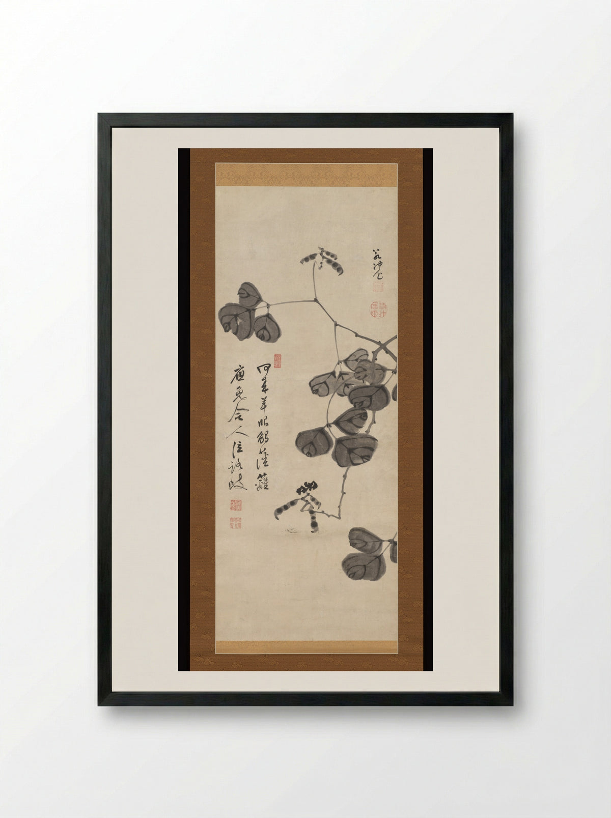 Peapods on a Branch - Itō Jakuchū - Framed Print Black