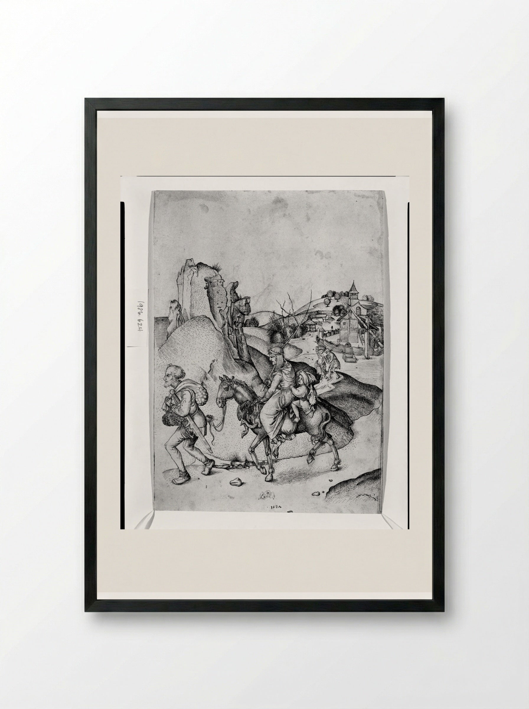 Peasant Family Going to Market - Martin Schongauer - Framed Print Black