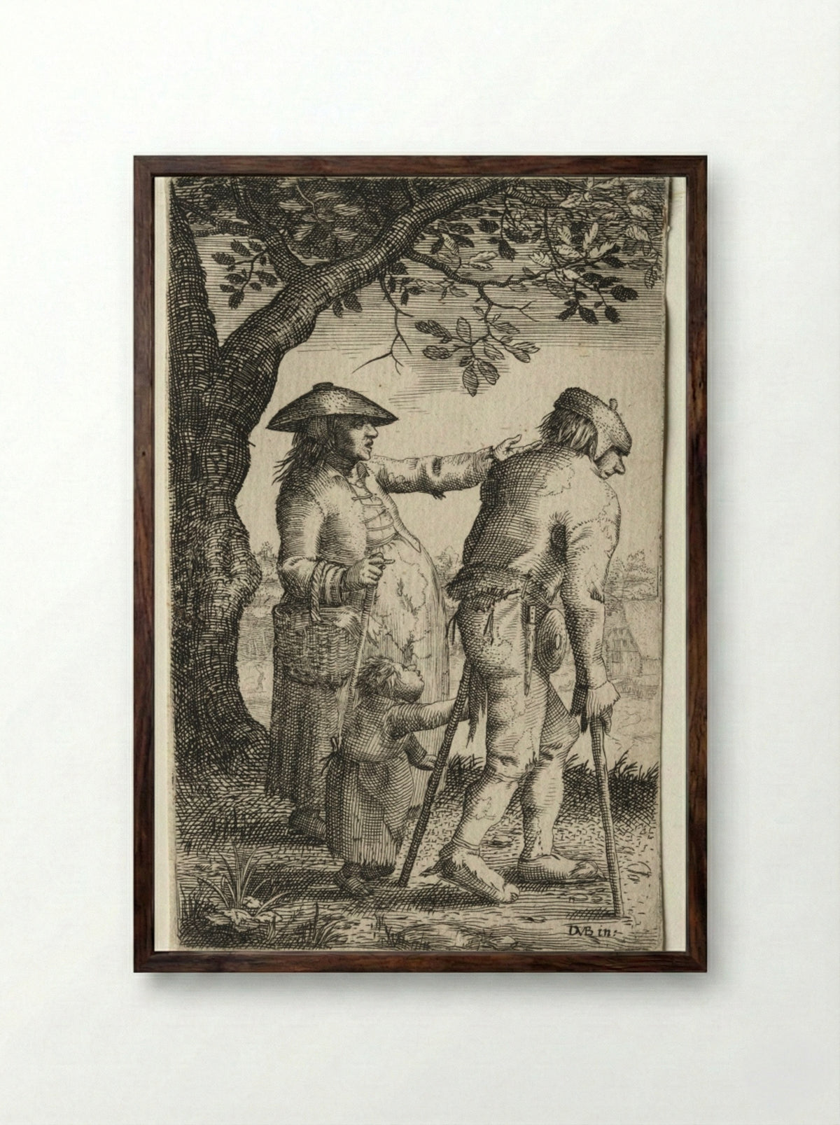 Peasant Family - David Vinckboons - Framed Print Dark Wood