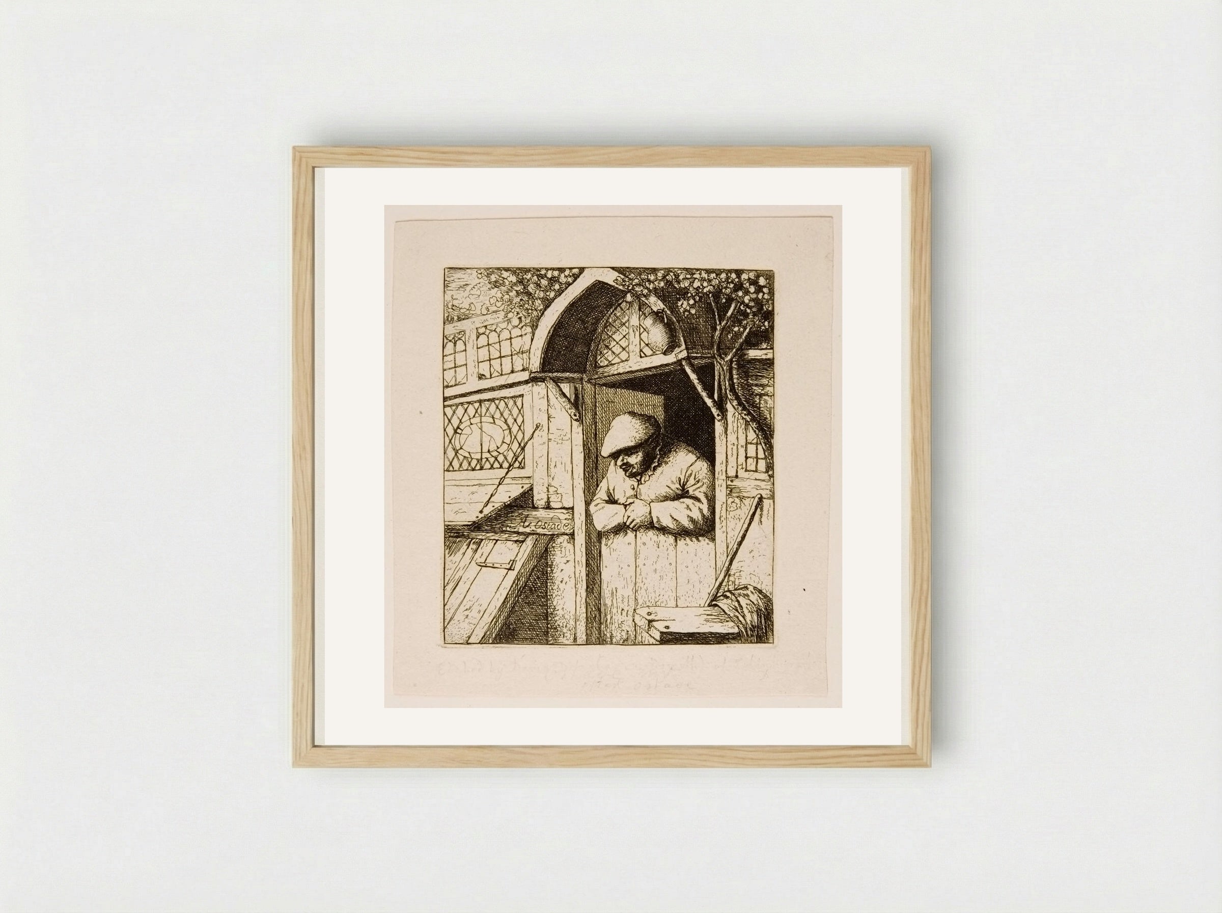 Peasant Leaning on his Doorway - David Deuchar - Framed Print Wood