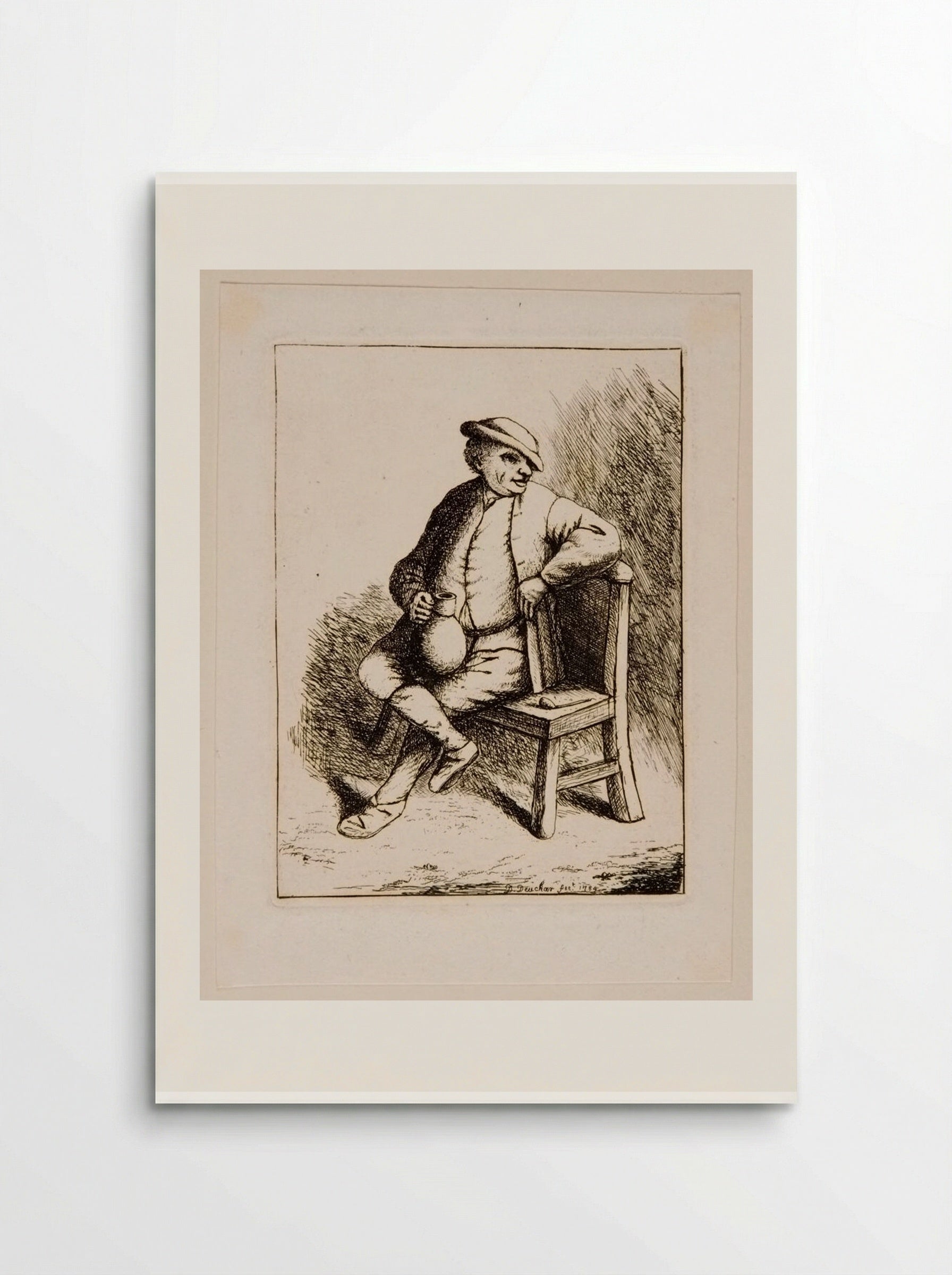 Peasant Seated Holding a Jug - David Deuchar - Poster
