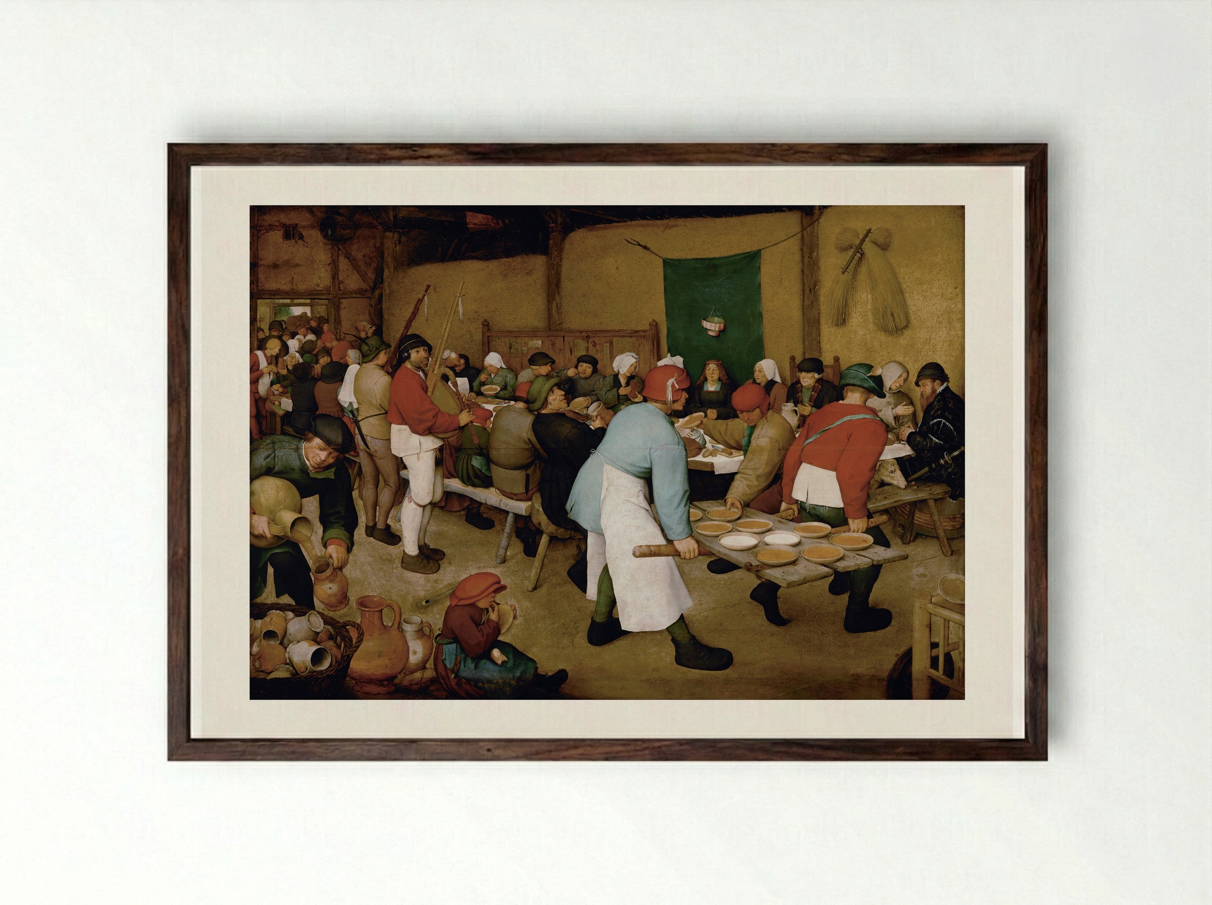 Peasant Wedding - Pieter Bruegel the Elder - Framed Print Dark Wood