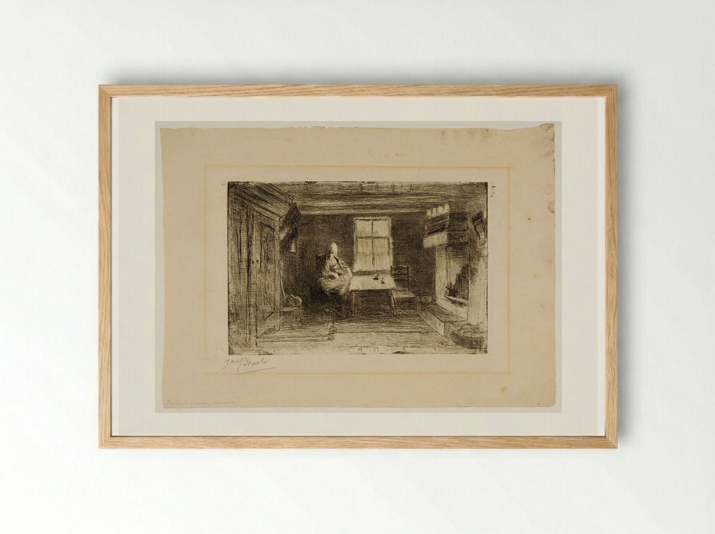 Peasant Woman Nursing - Jozef Israëls - Framed Print Wood