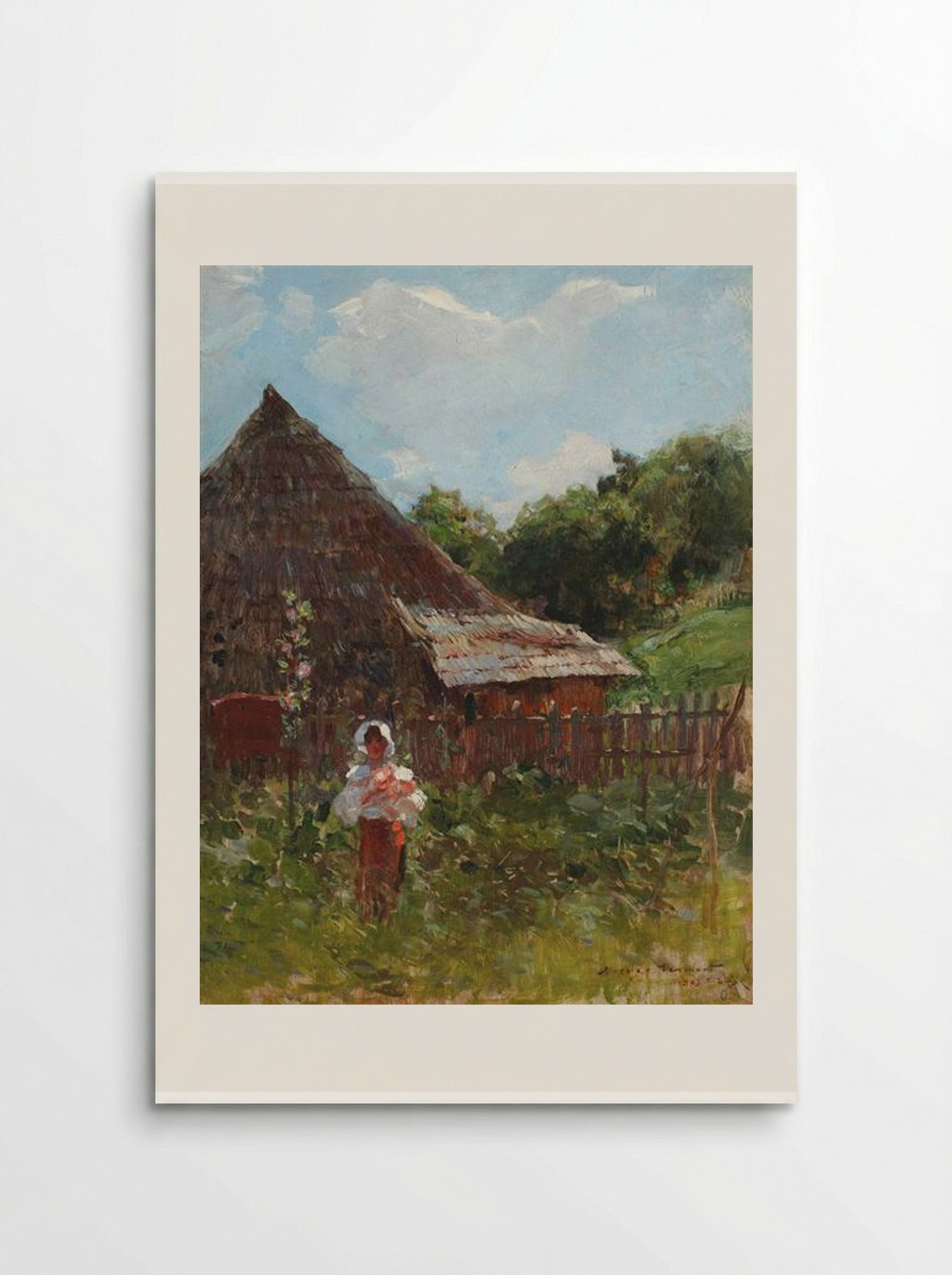 Peasant Woman with Flowers - Nicolae Vermont - Poster