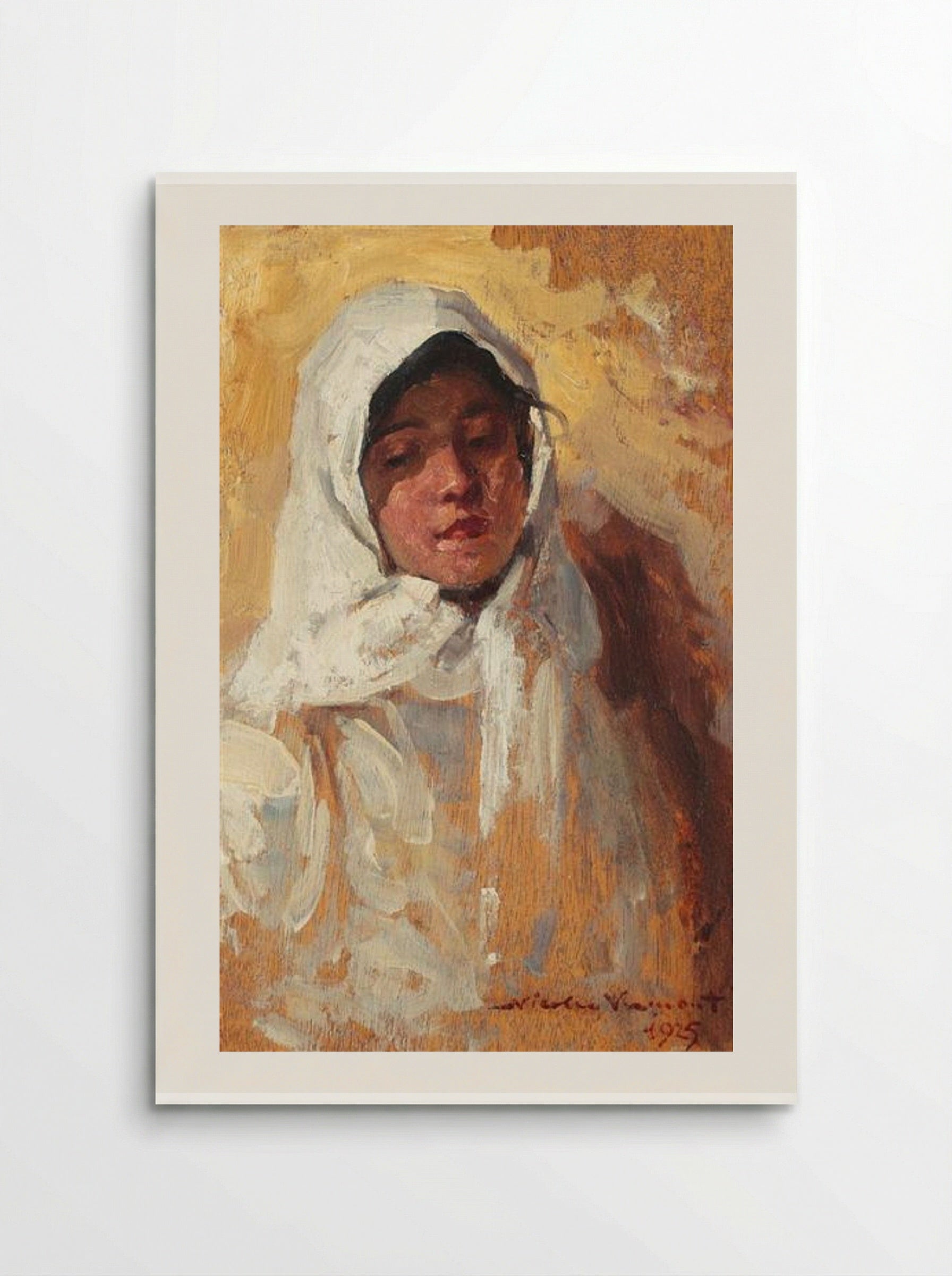 Peasant Woman with White Headscarf - Nicolae Vermont - Poster