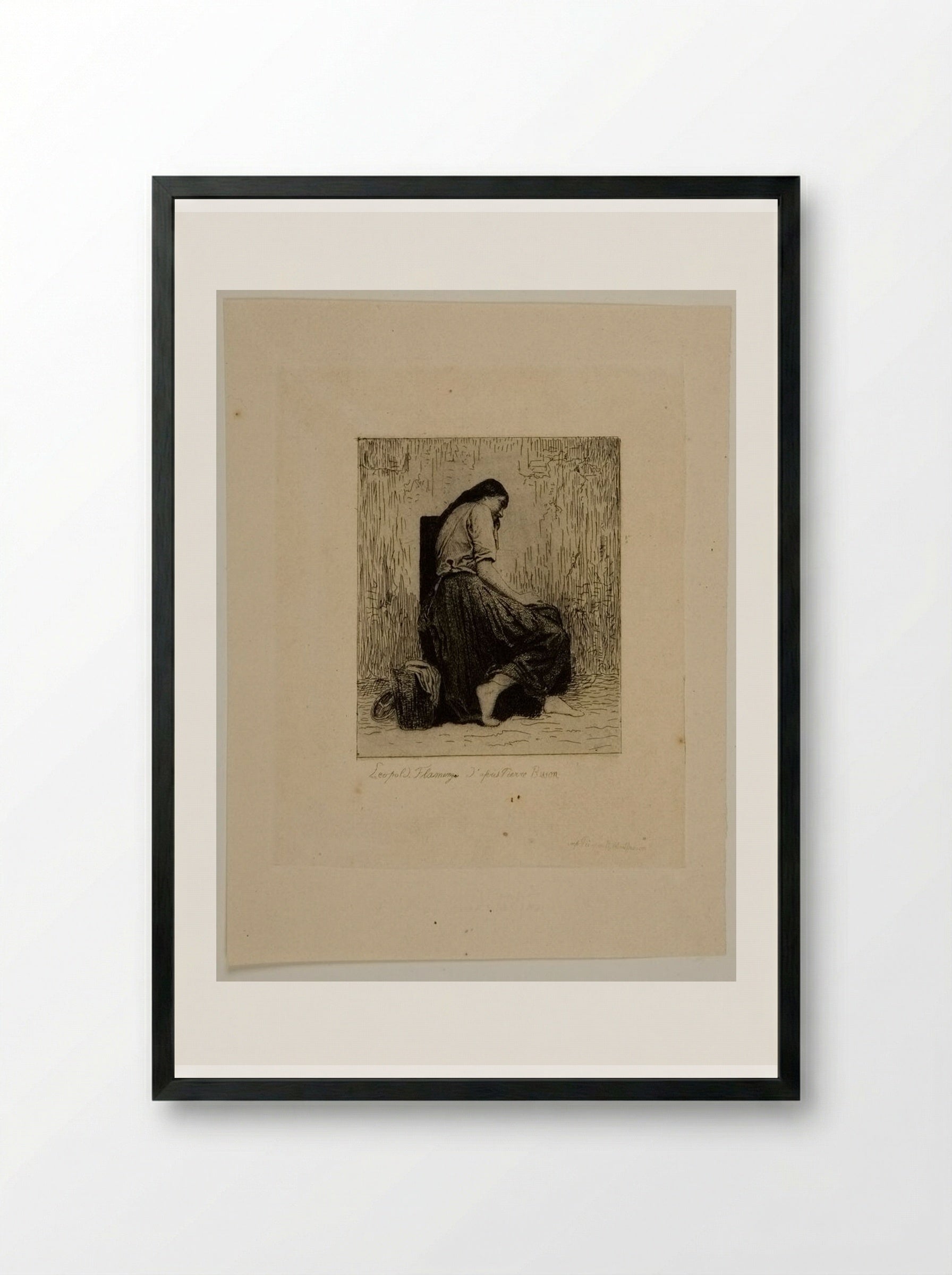 Peasant Woman - Léopold Flameng - Framed Print Black