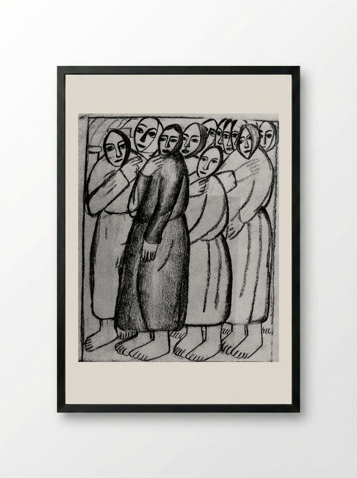 Peasant Women in a Church - Kazimir Malevich - Framed Print Black